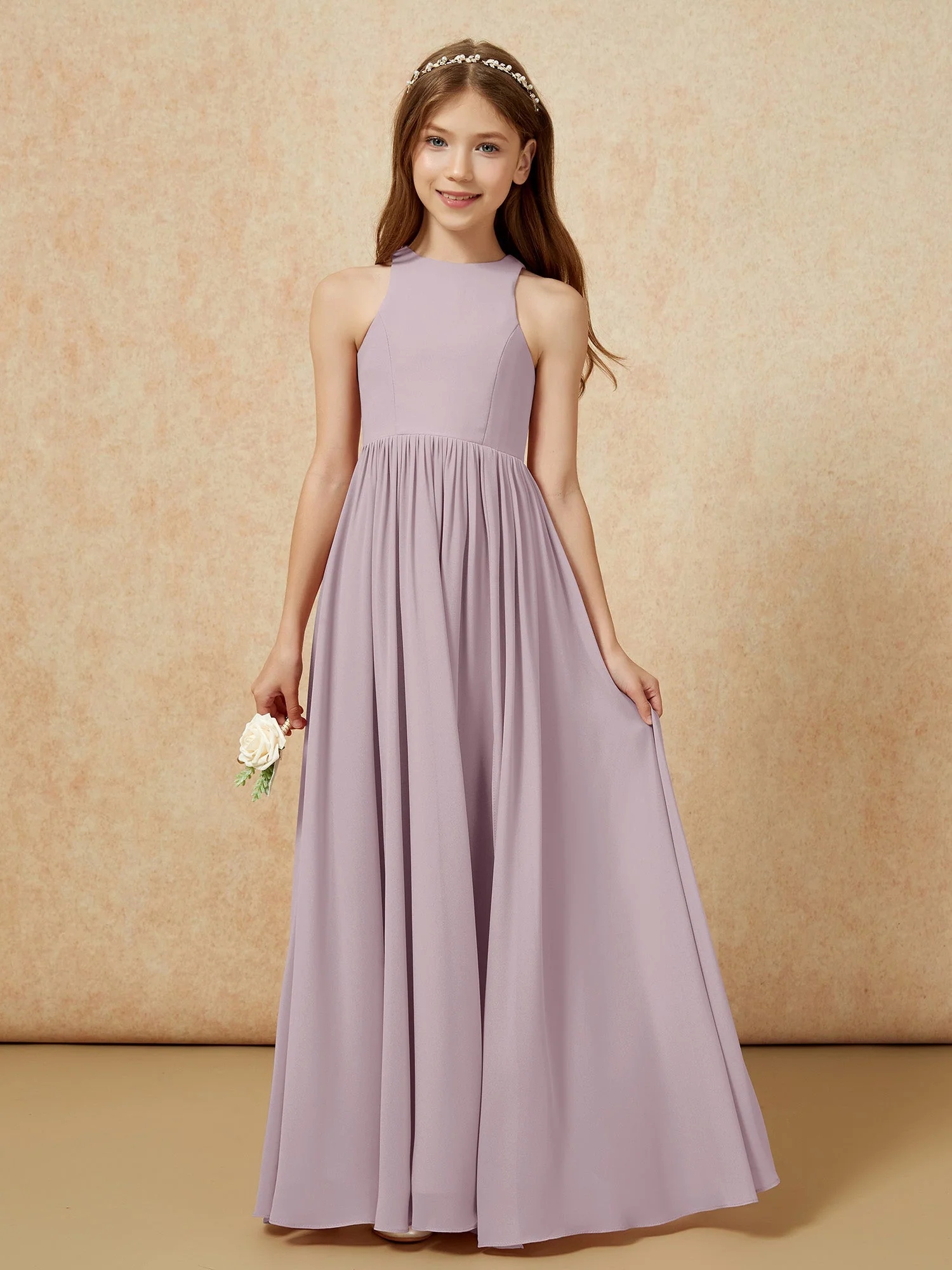 Einfach Ärmellos Chiffon Junge Brautjungfernkleider Dämmerung - Image 4