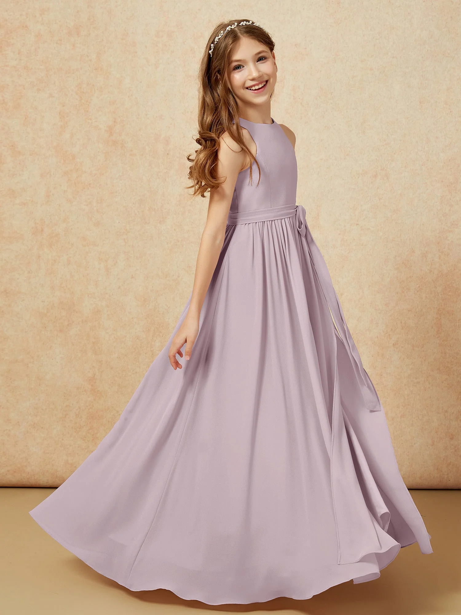 Einfach Ärmellos Chiffon Junge Brautjungfernkleider Dämmerung - Image 5