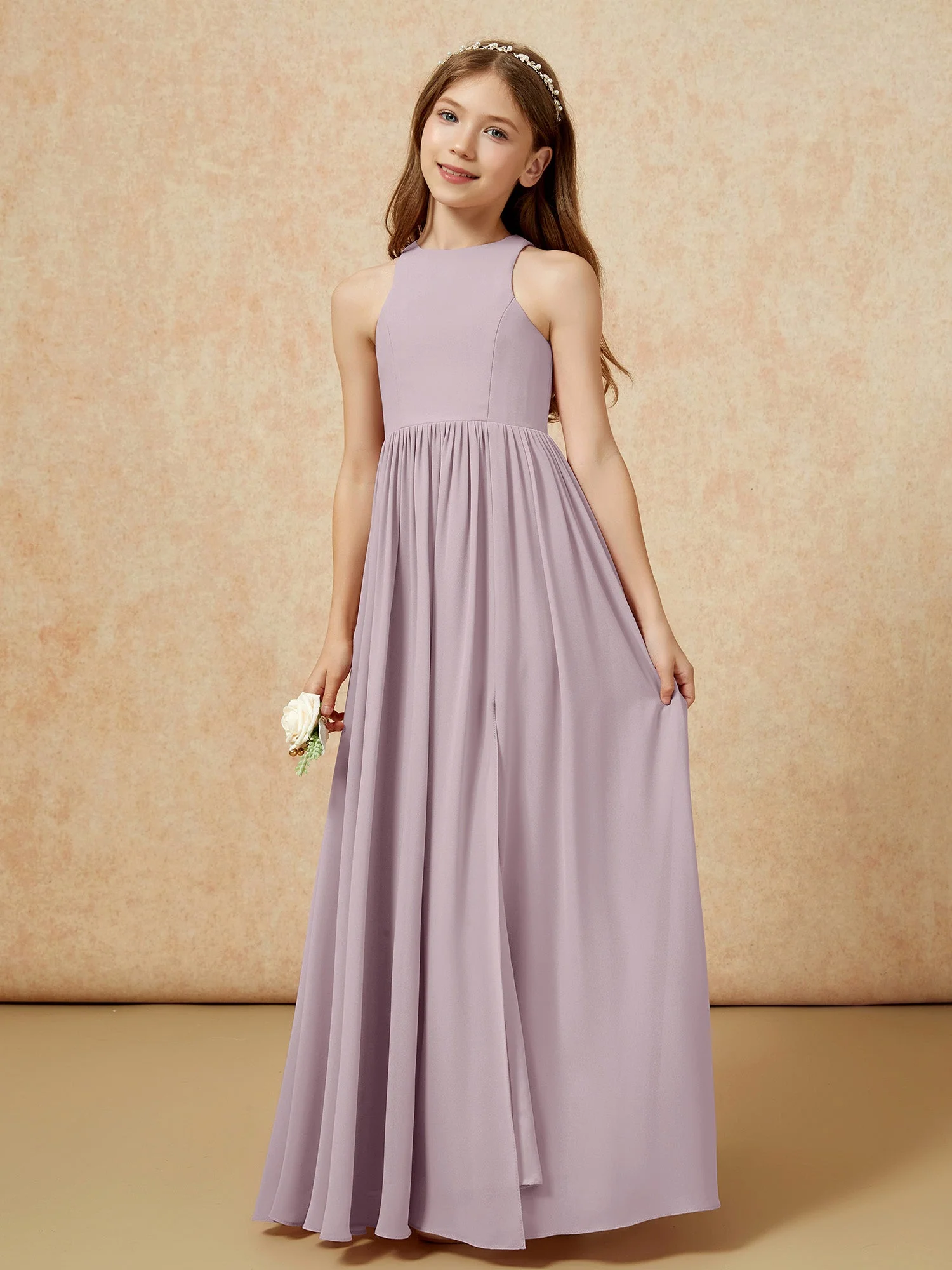 Einfach Ärmellos Chiffon Junge Brautjungfernkleider Dämmerung - Image 6