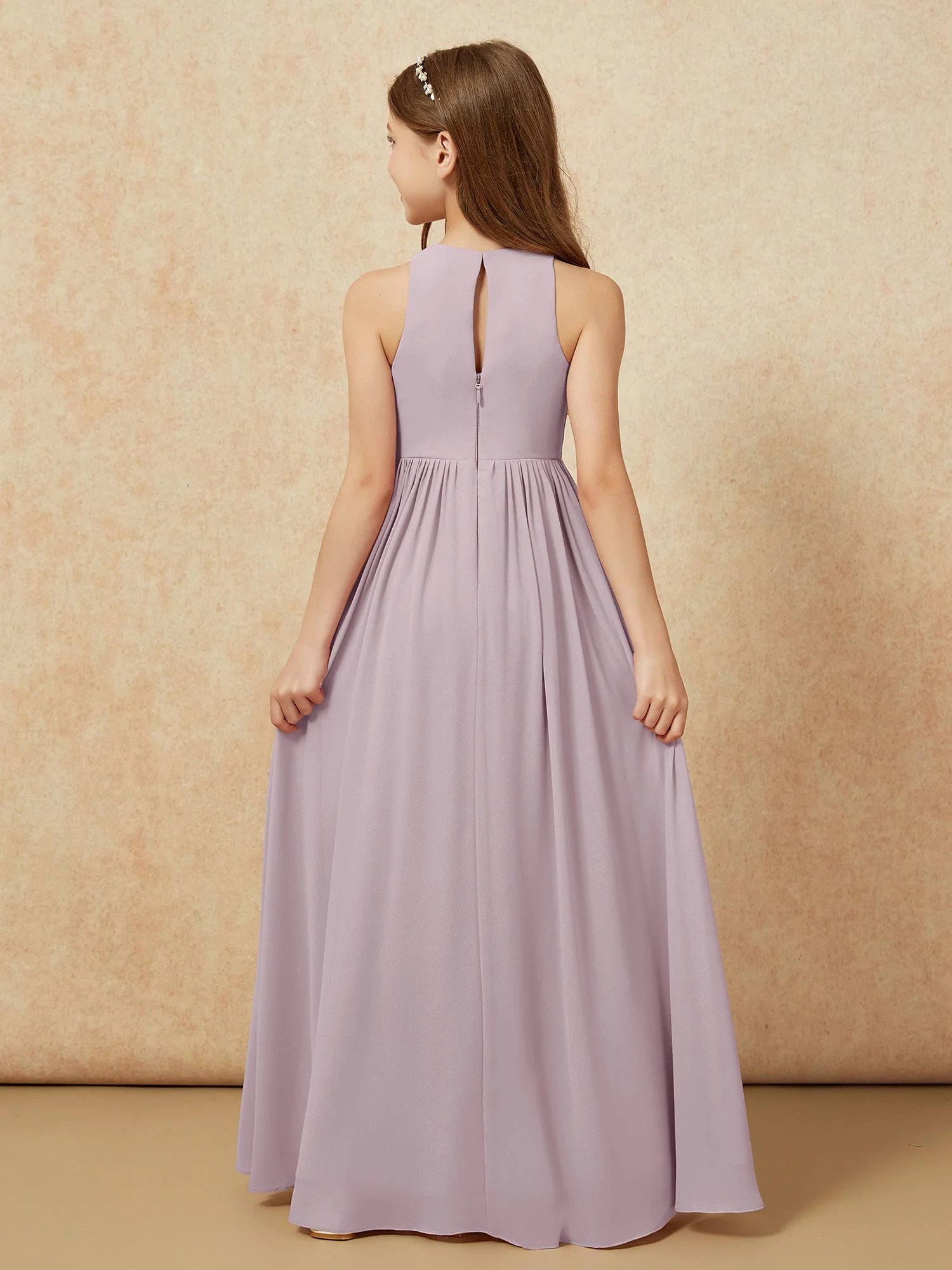 Einfach Ärmellos Chiffon Junge Brautjungfernkleider Dämmerung - Image 7