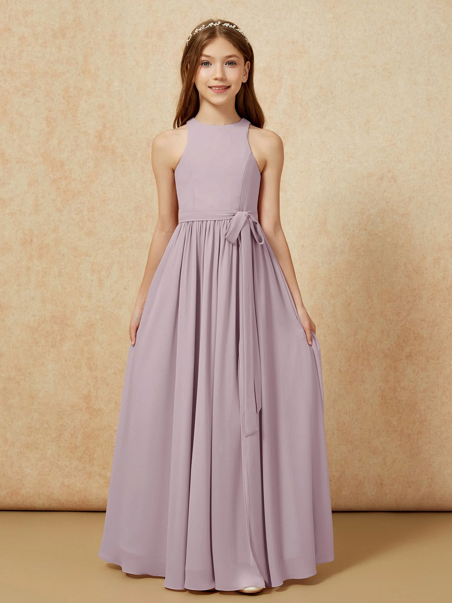 Einfach Ärmellos Chiffon Junge Brautjungfernkleider Dämmerung - Image 8