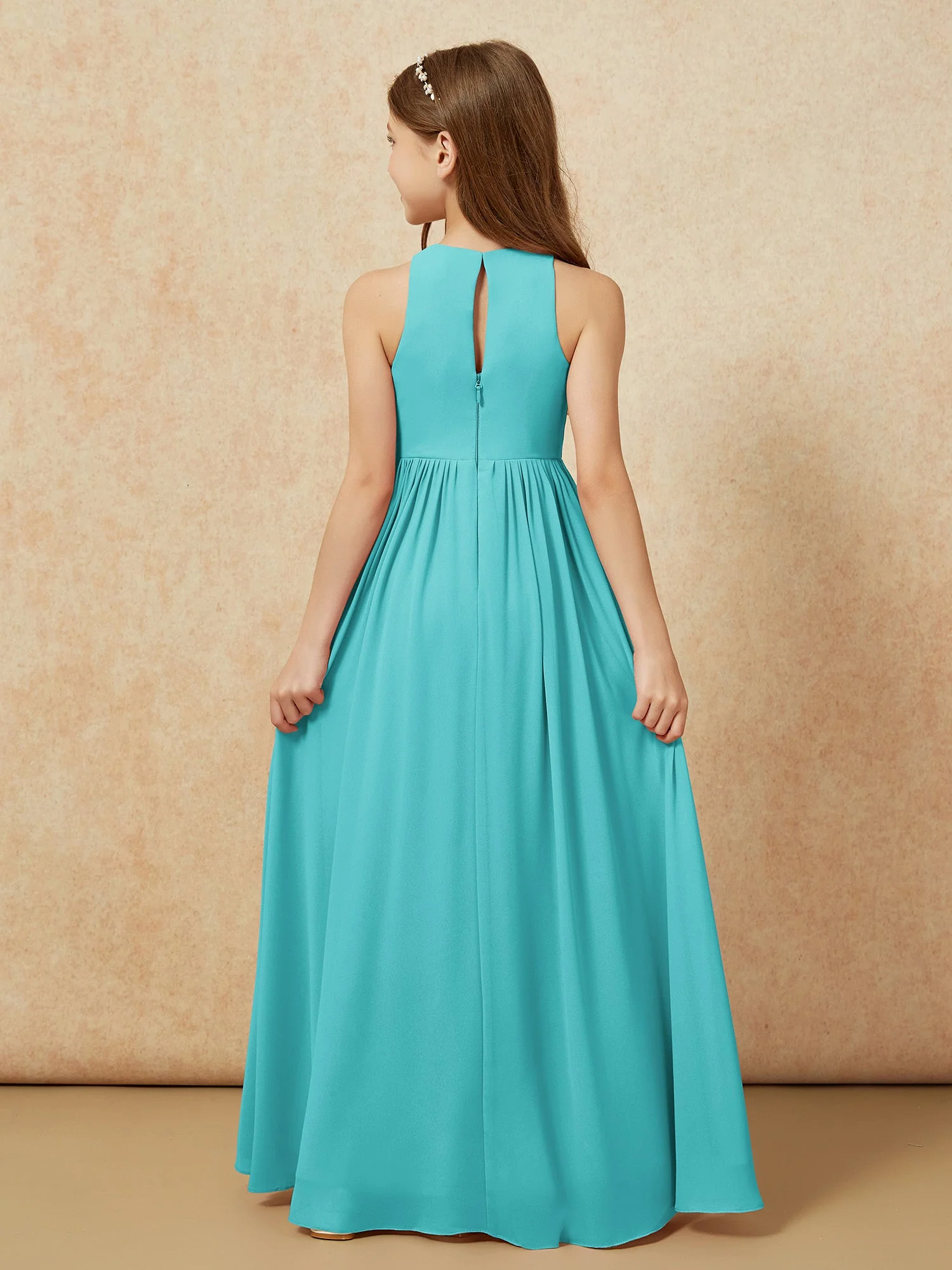 Einfach Ärmellos Chiffon Junge Brautjungfernkleider Jade - Image 7