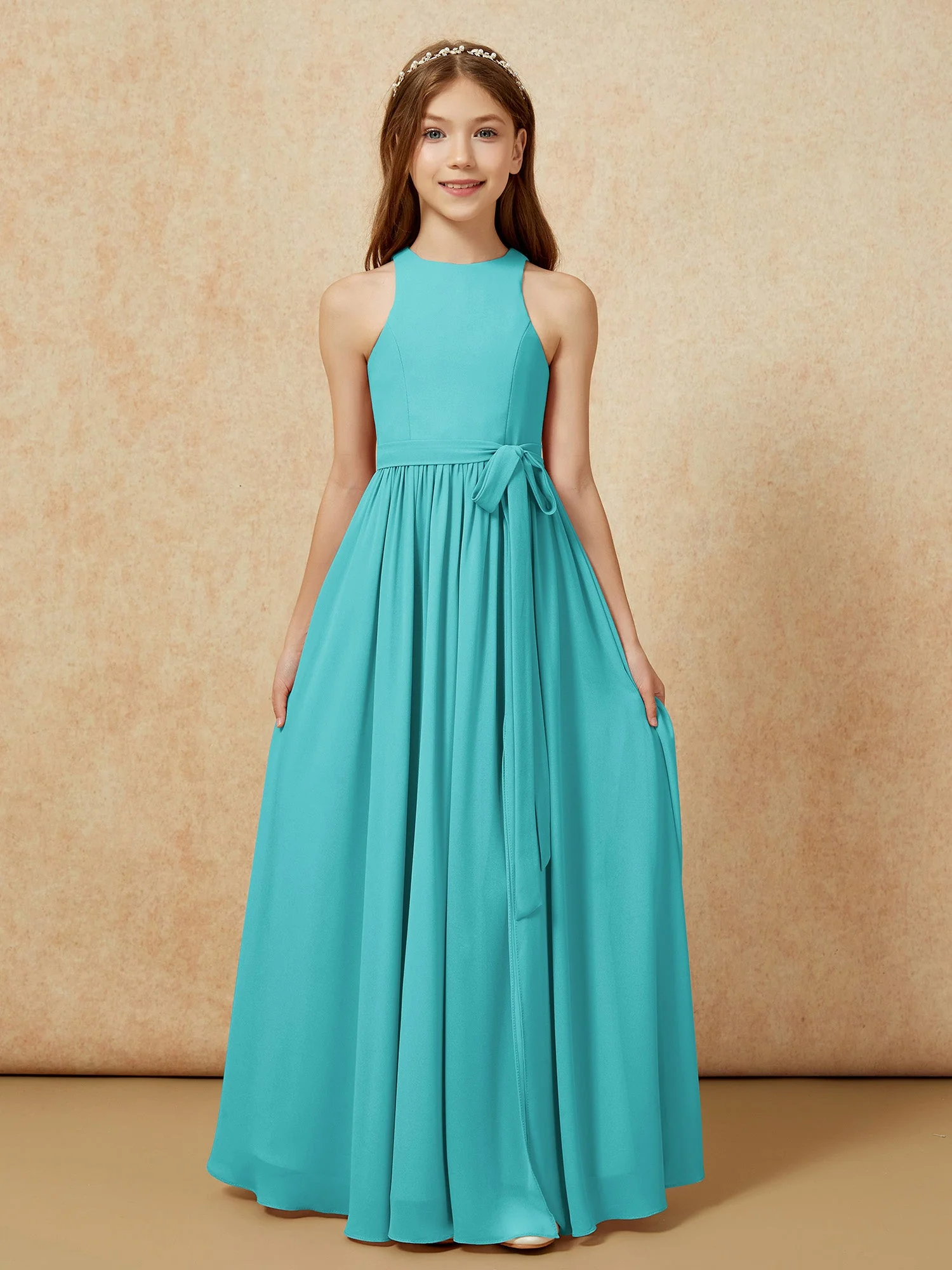 Einfach Ärmellos Chiffon Junge Brautjungfernkleider Jade - Image 8