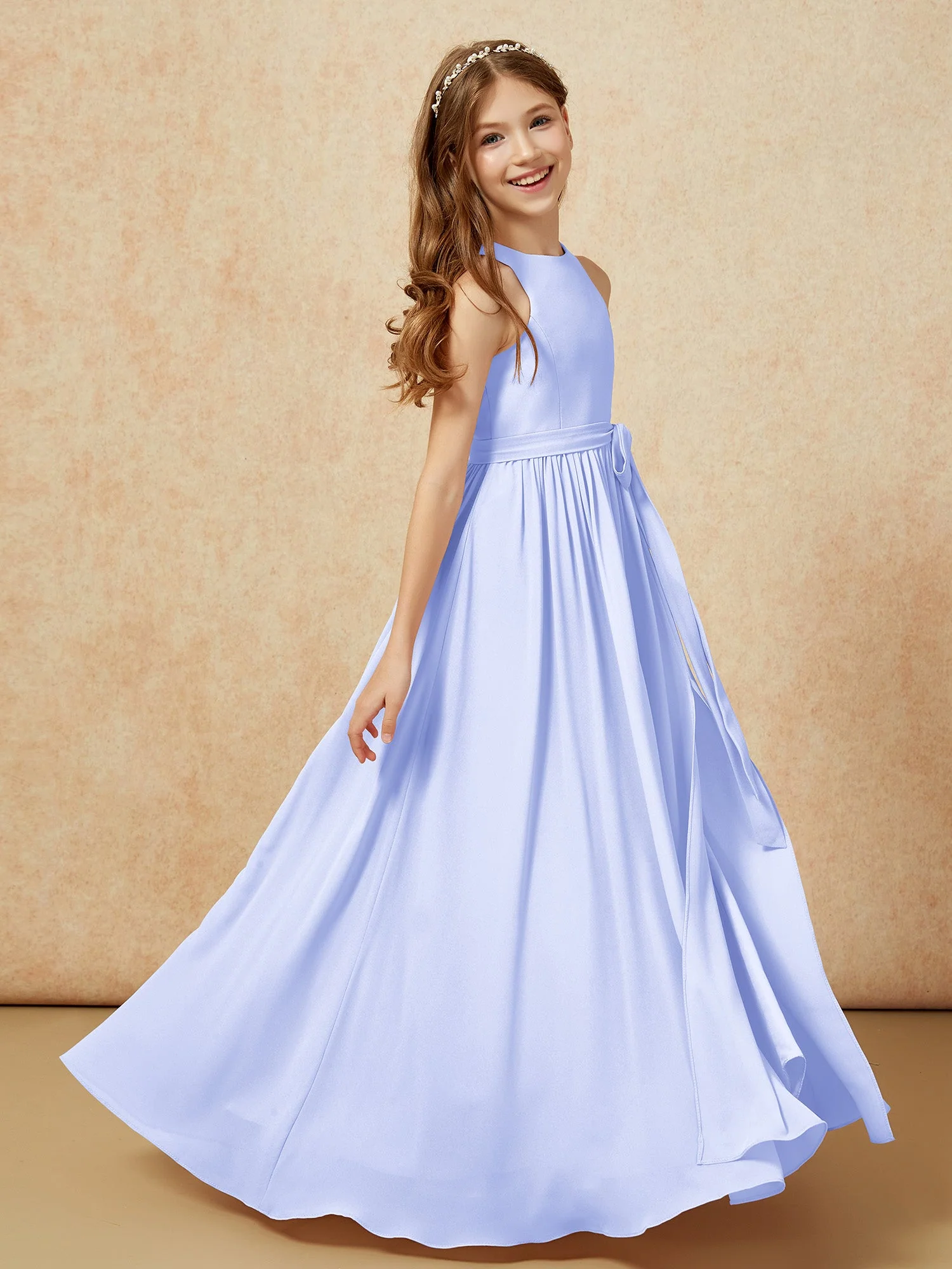 Einfach Ärmellos Chiffon Junge Brautjungfernkleider Lavendel - Image 5