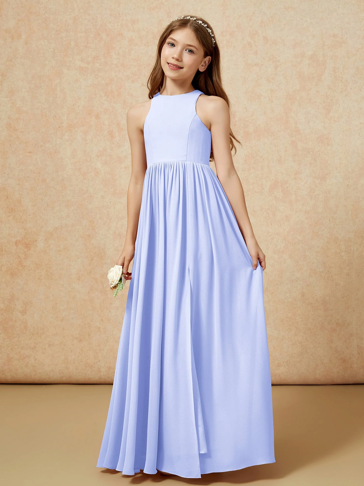 Einfach Ärmellos Chiffon Junge Brautjungfernkleider Lavendel - Image 6