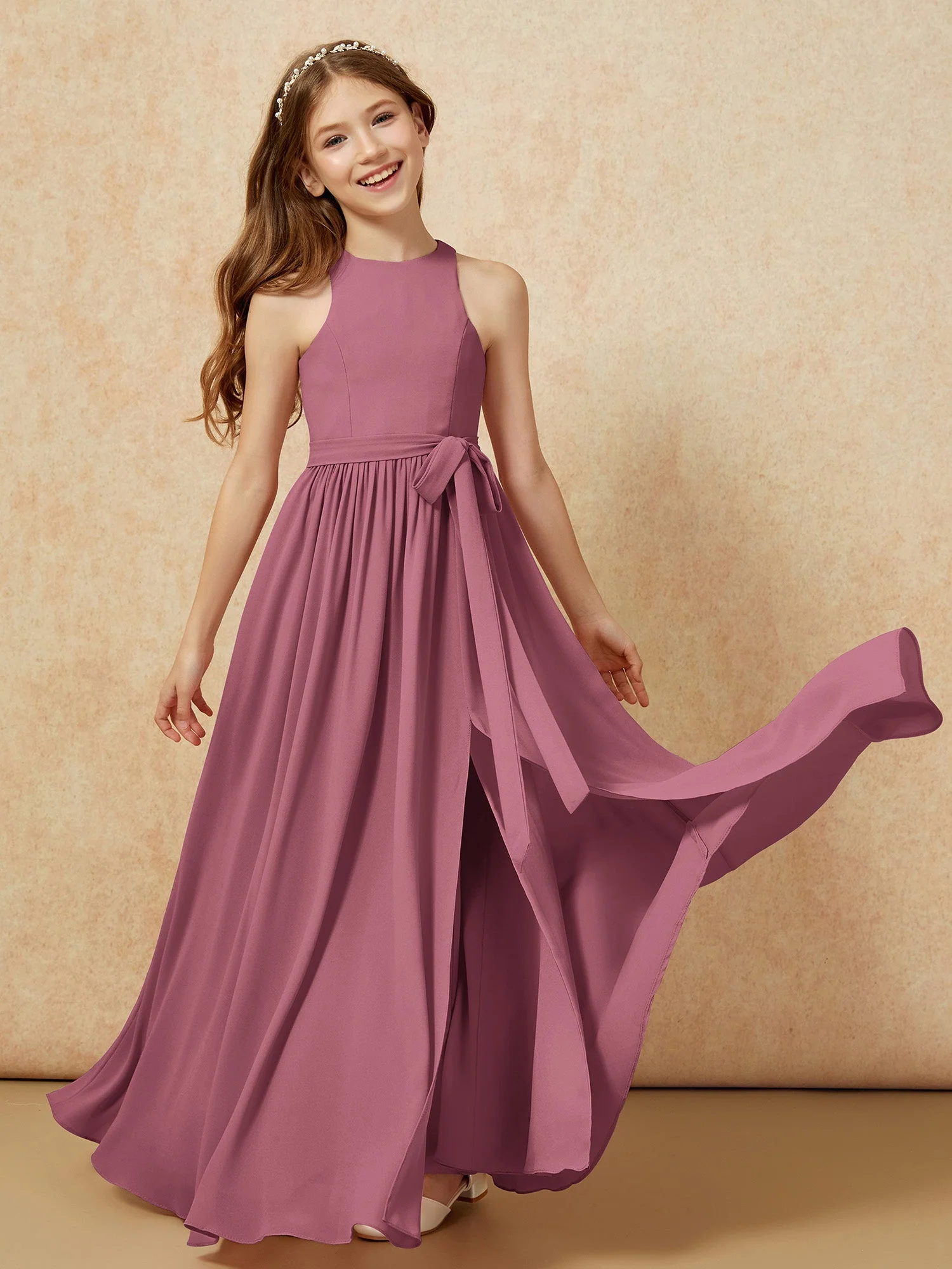 Einfach Ärmellos Chiffon Junge Brautjungfernkleider Maulbeere - Image 10
