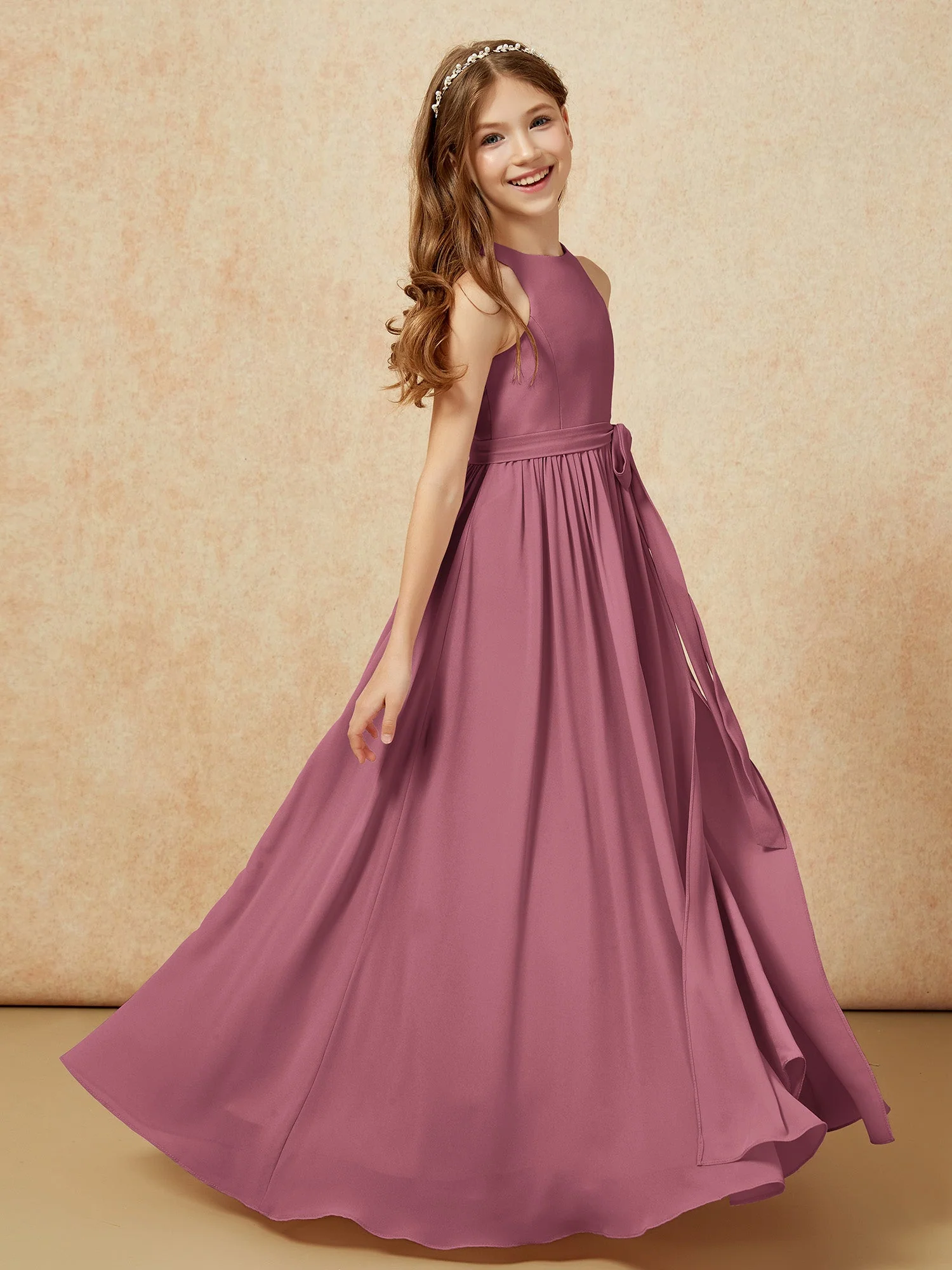 Einfach Ärmellos Chiffon Junge Brautjungfernkleider Maulbeere - Image 5