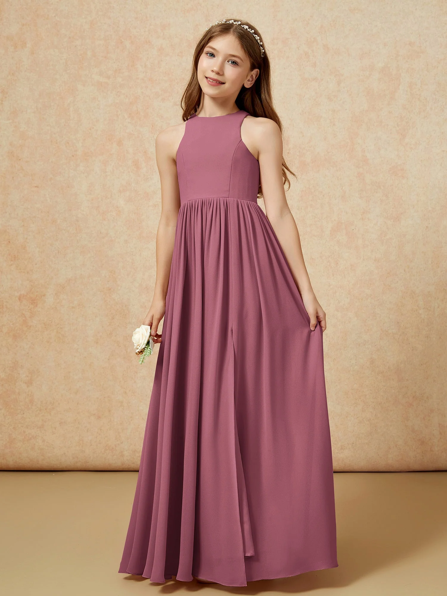 Einfach Ärmellos Chiffon Junge Brautjungfernkleider Maulbeere - Image 6