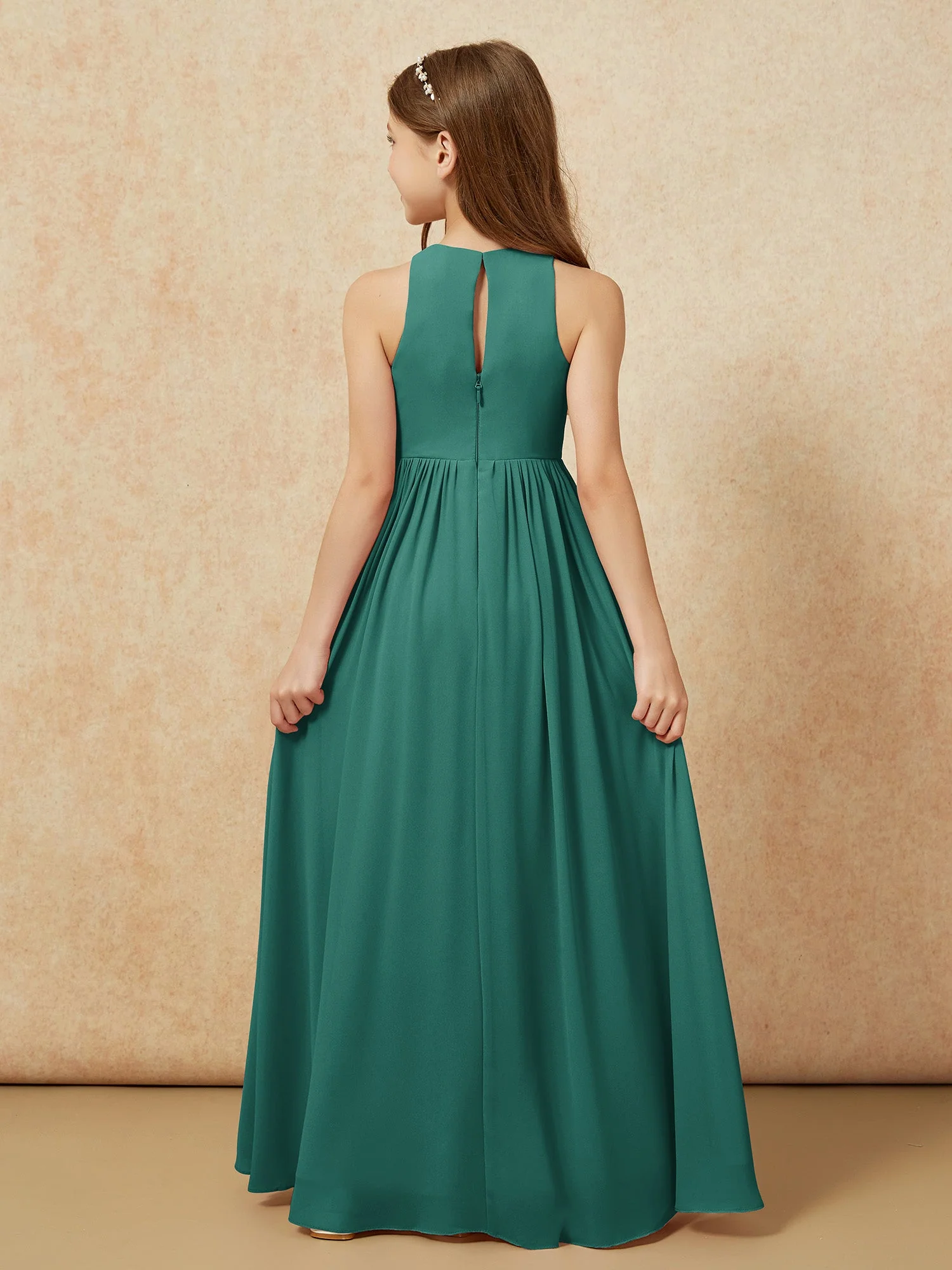 Einfach Ärmellos Chiffon Junge Brautjungfernkleider Pfau - Image 7