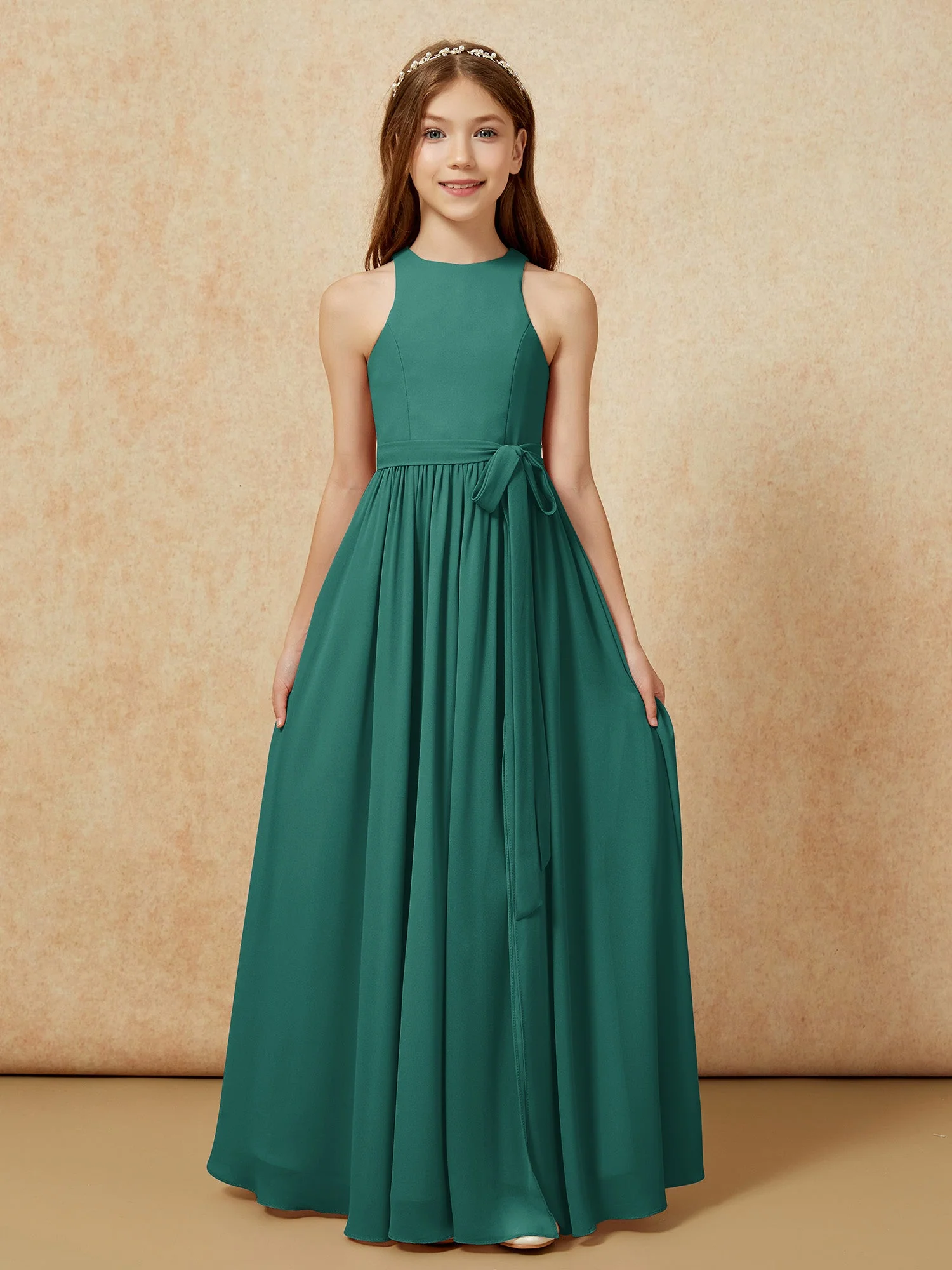 Einfach Ärmellos Chiffon Junge Brautjungfernkleider Pfau - Image 8
