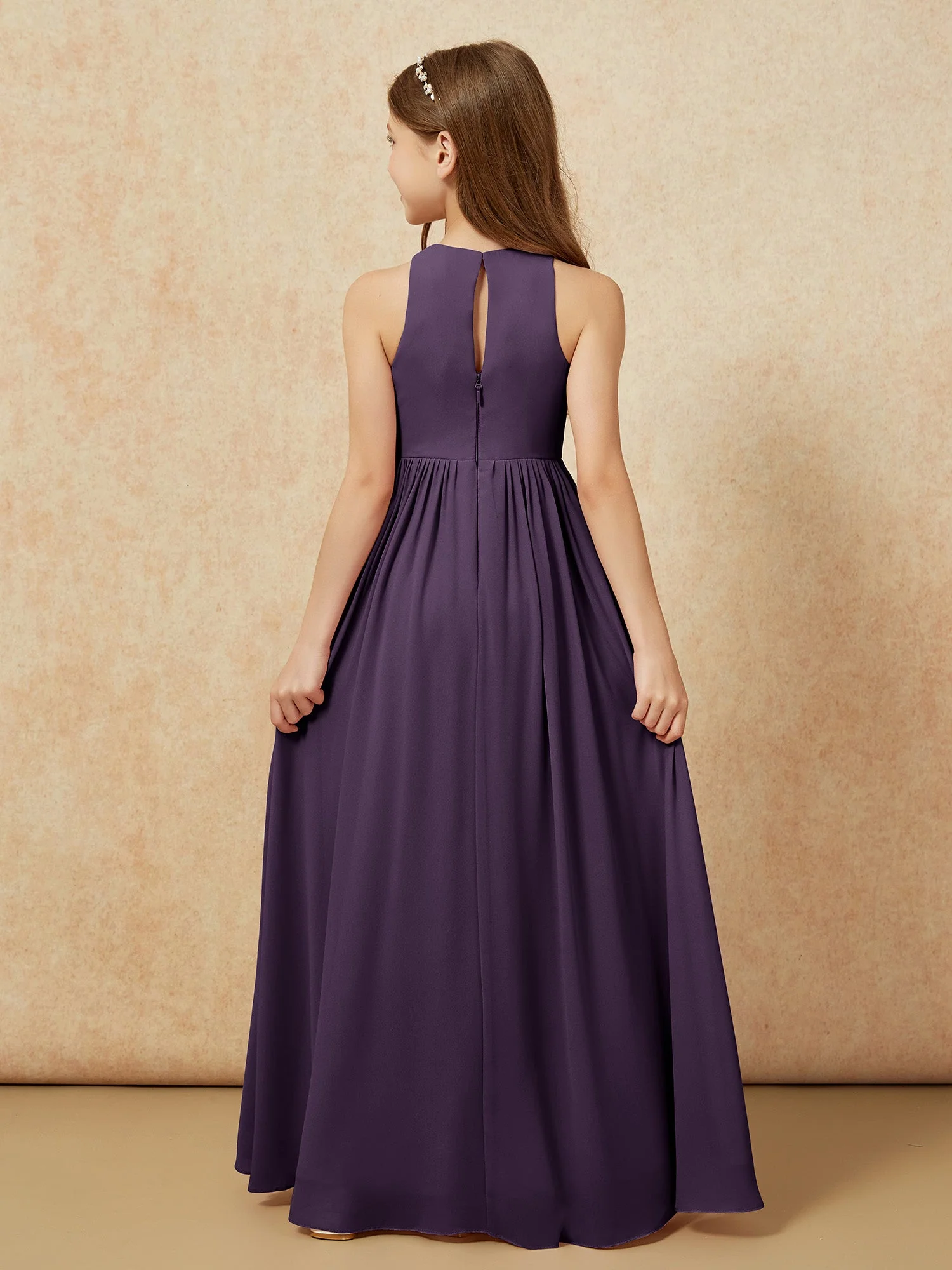 Einfach Ärmellos Chiffon Junge Brautjungfernkleider Plum - Image 7