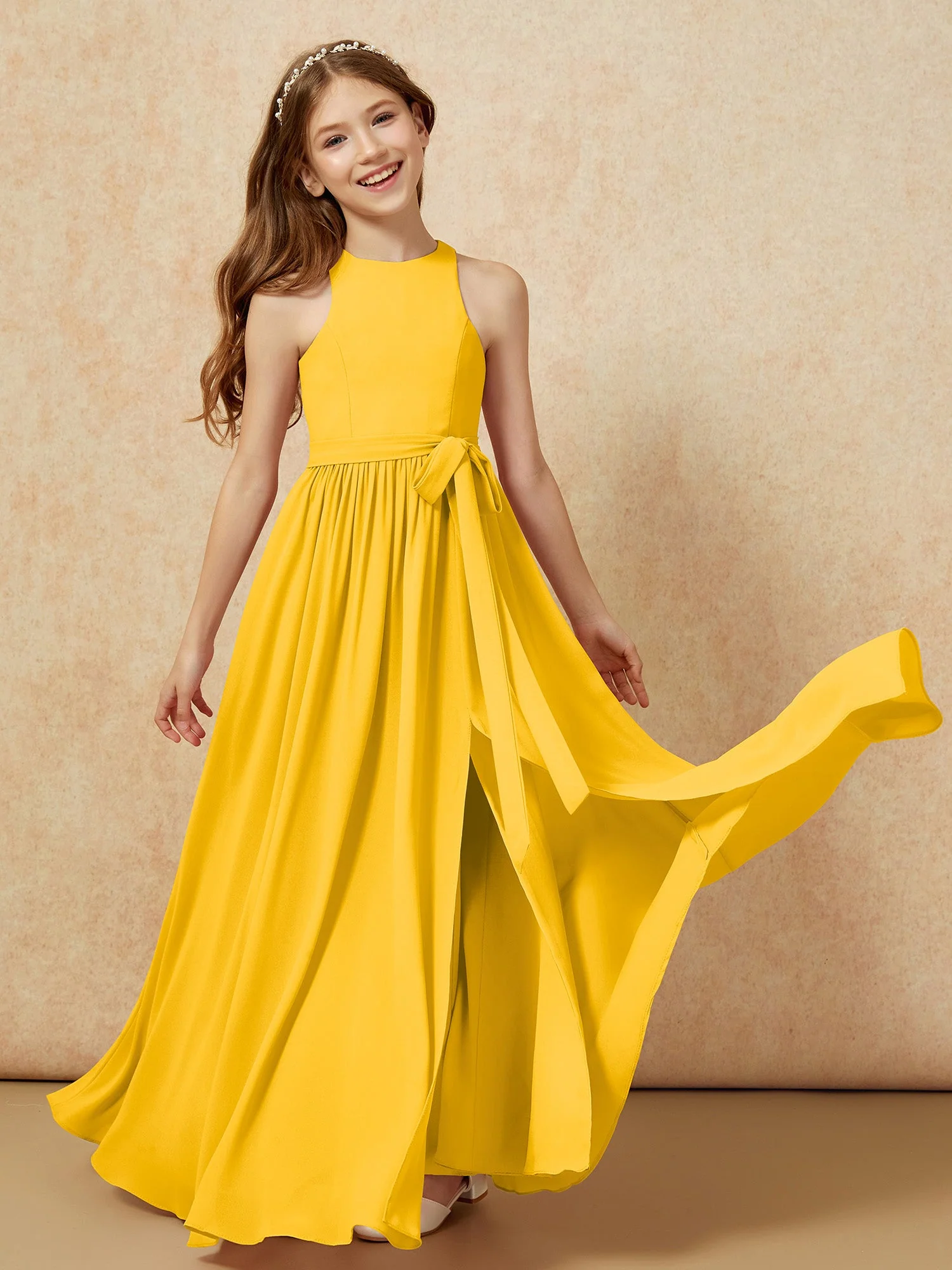 Einfach Ärmellos Chiffon Junge Brautjungfernkleider Ringelblume - Image 10