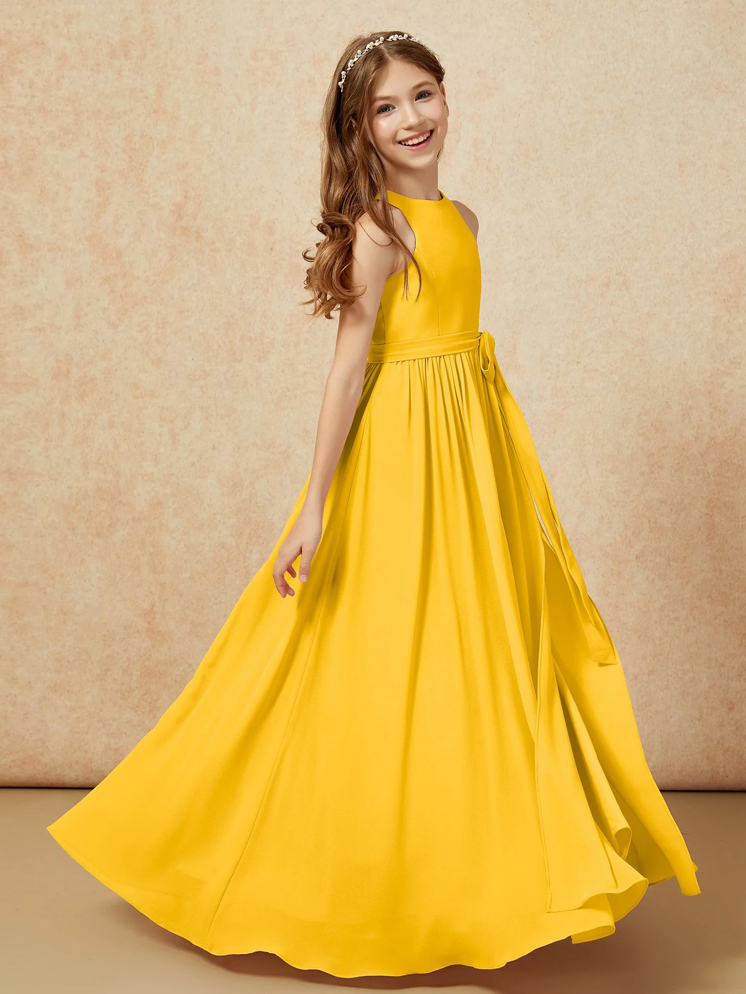 Einfach Ärmellos Chiffon Junge Brautjungfernkleider Ringelblume - Image 5