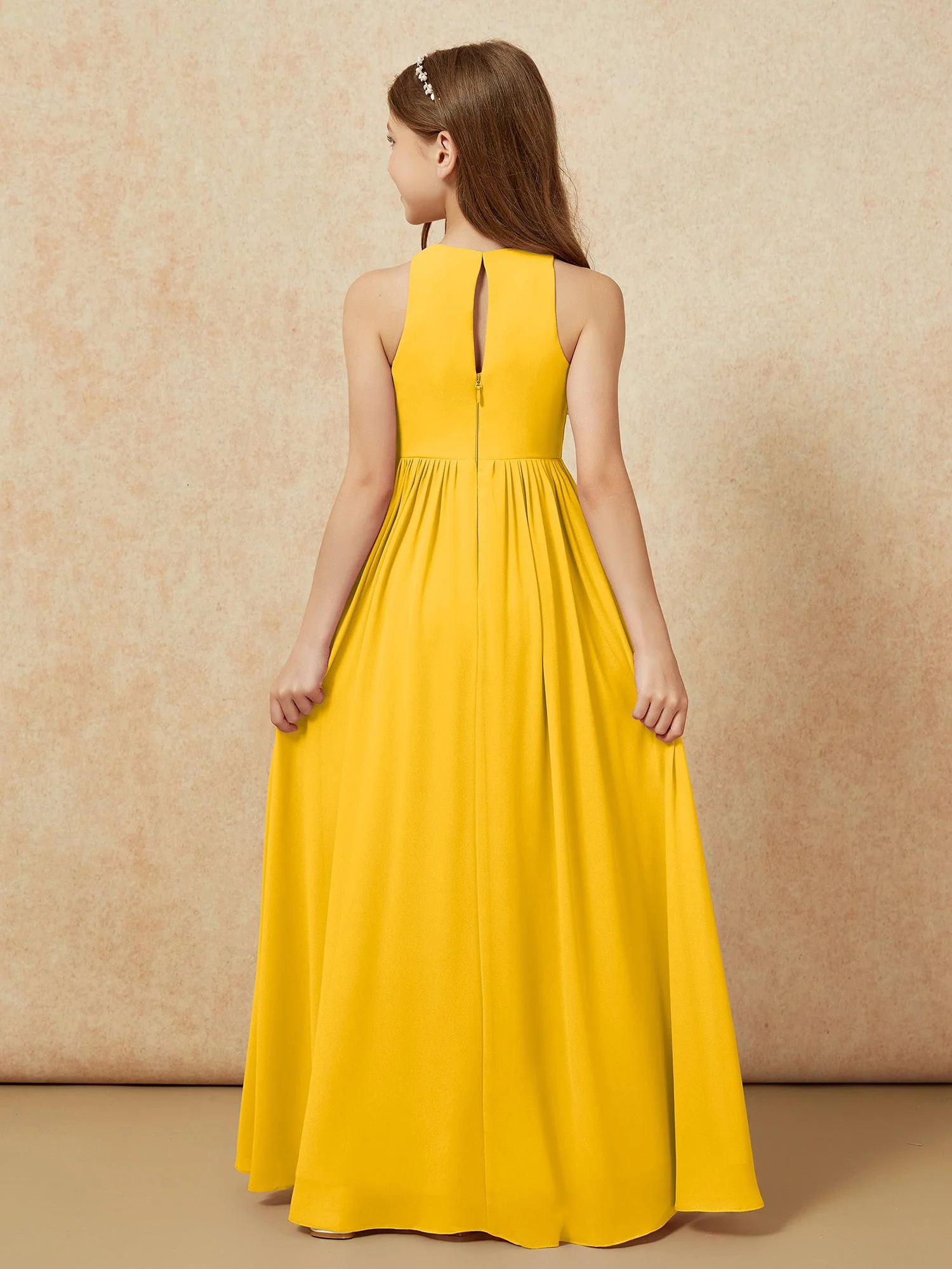Einfach Ärmellos Chiffon Junge Brautjungfernkleider Ringelblume - Image 7
