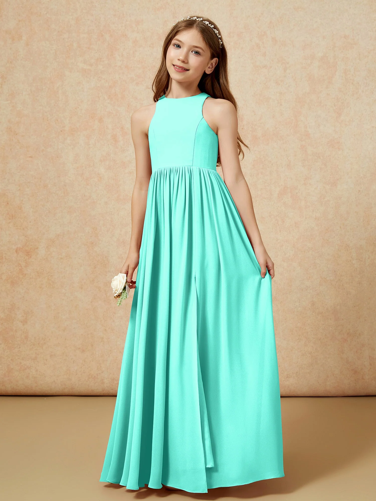 Einfach Ärmellos Chiffon Junge Brautjungfernkleider Spa - Image 6
