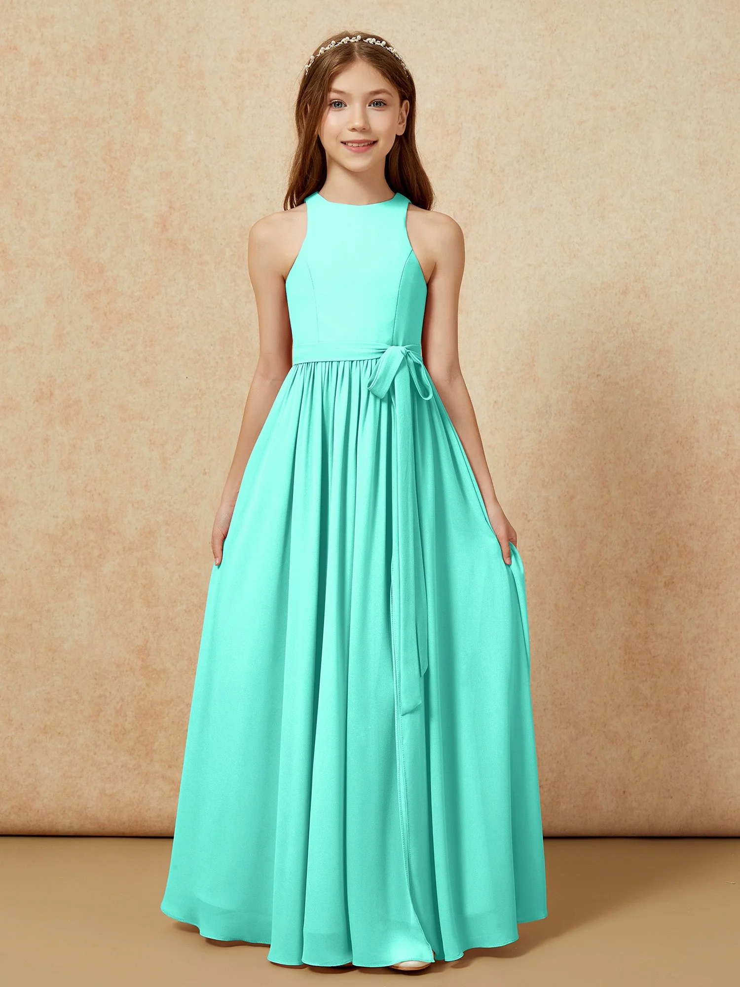 Einfach Ärmellos Chiffon Junge Brautjungfernkleider Spa - Image 8