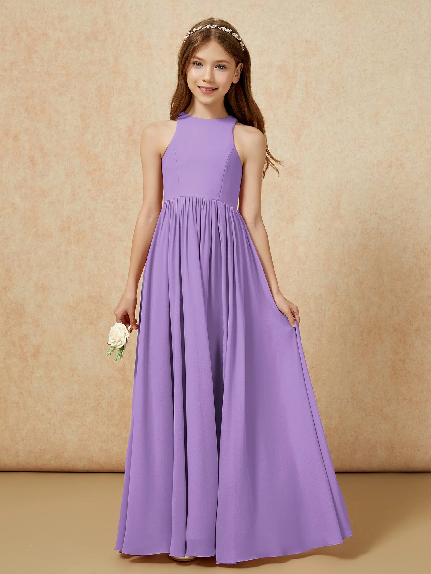 Einfach Ärmellos Chiffon Junge Brautjungfernkleider Tahiti - Image 4