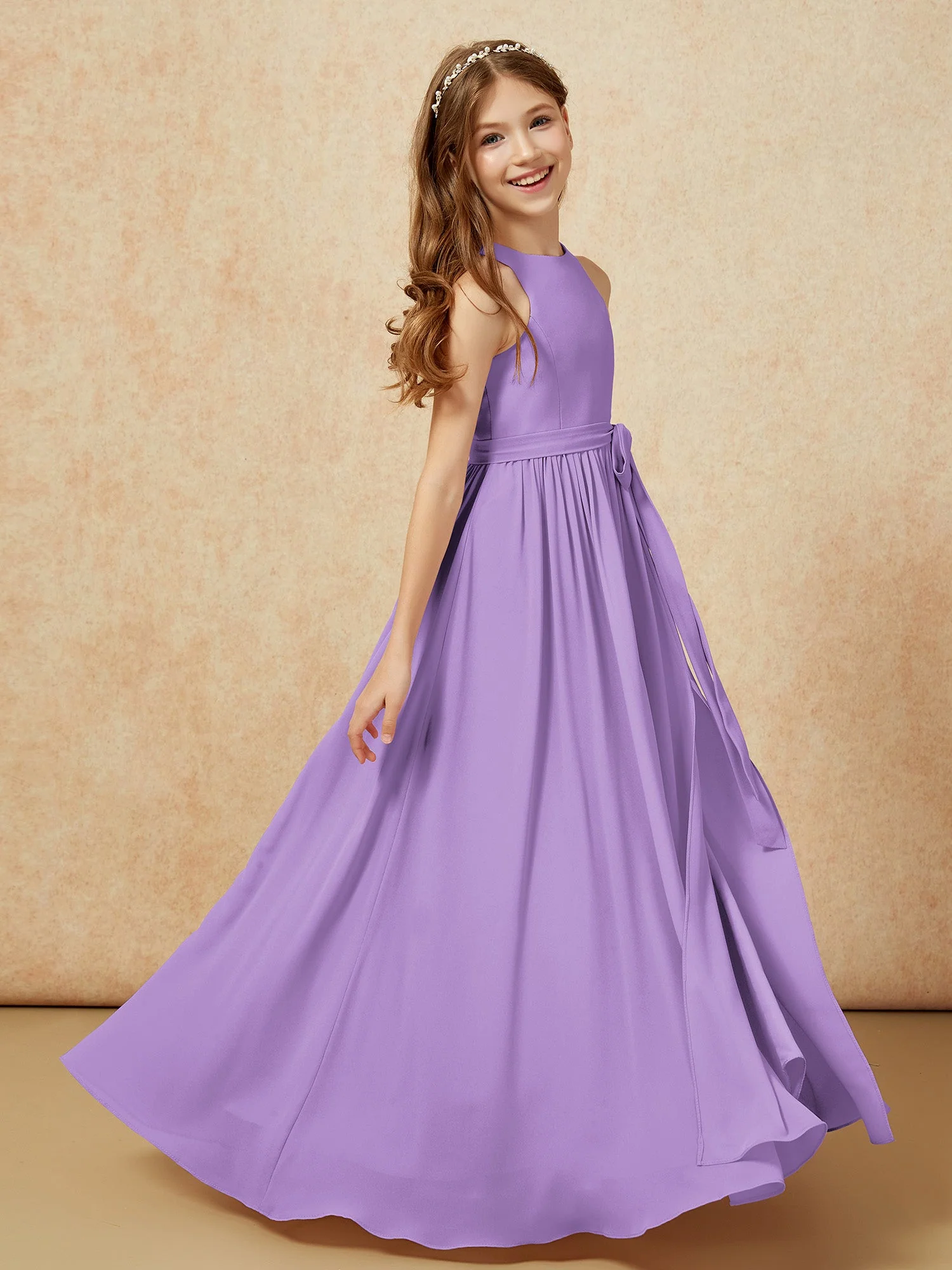 Einfach Ärmellos Chiffon Junge Brautjungfernkleider Tahiti - Image 5