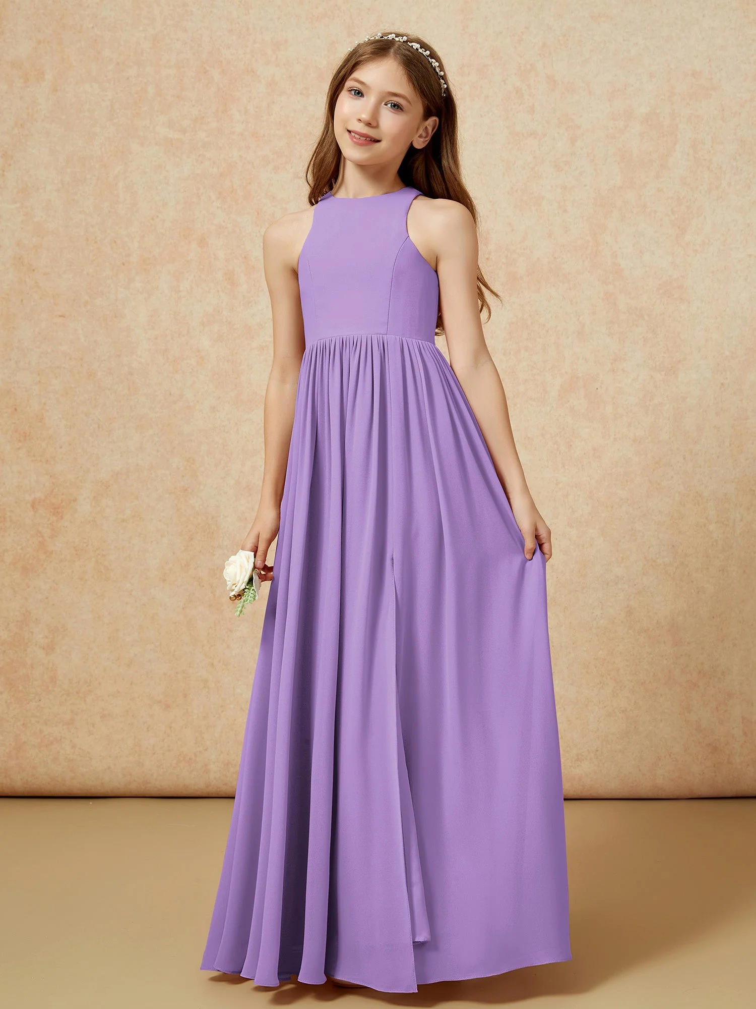 Einfach Ärmellos Chiffon Junge Brautjungfernkleider Tahiti - Image 6