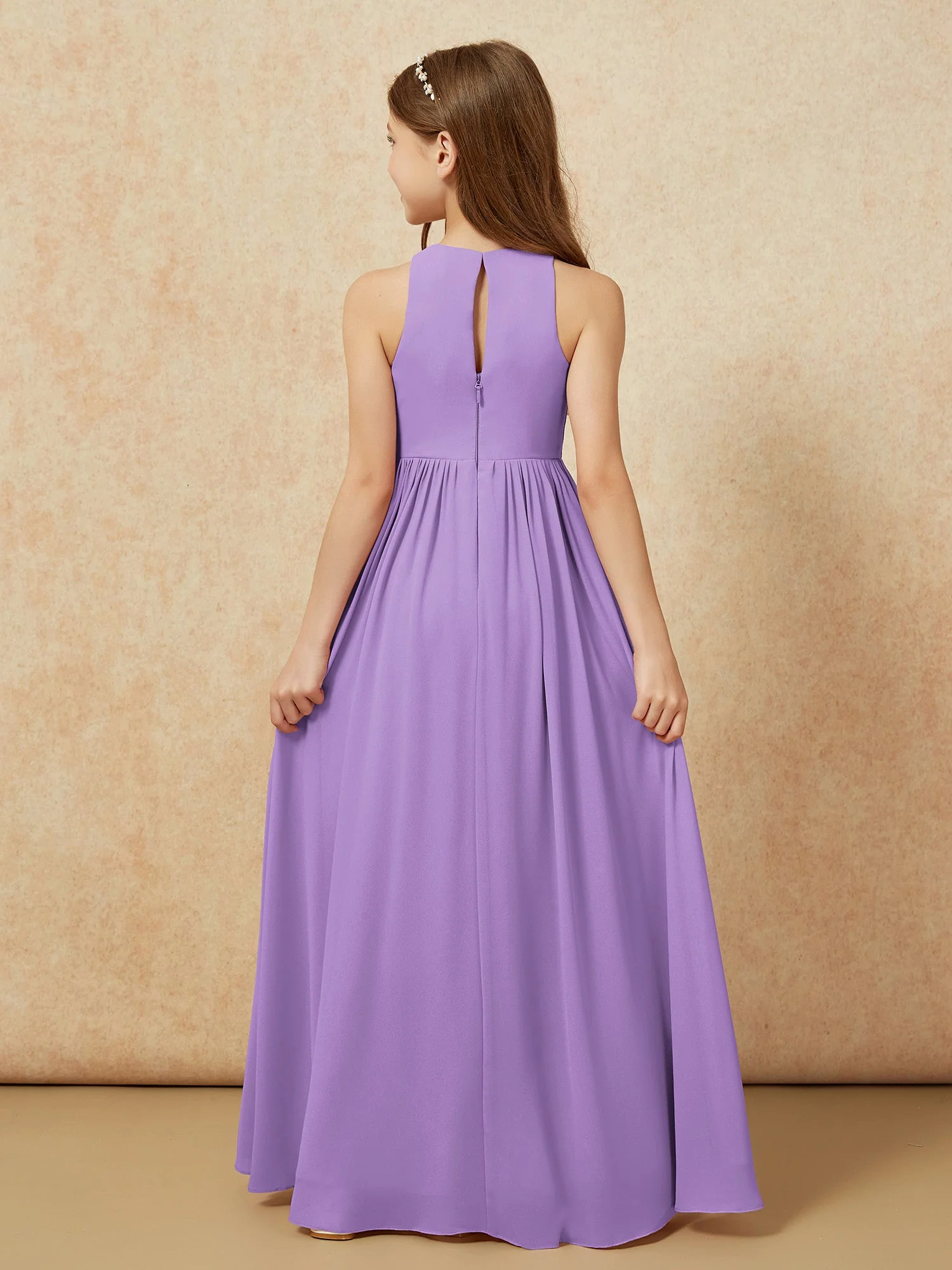 Einfach Ärmellos Chiffon Junge Brautjungfernkleider Tahiti - Image 7