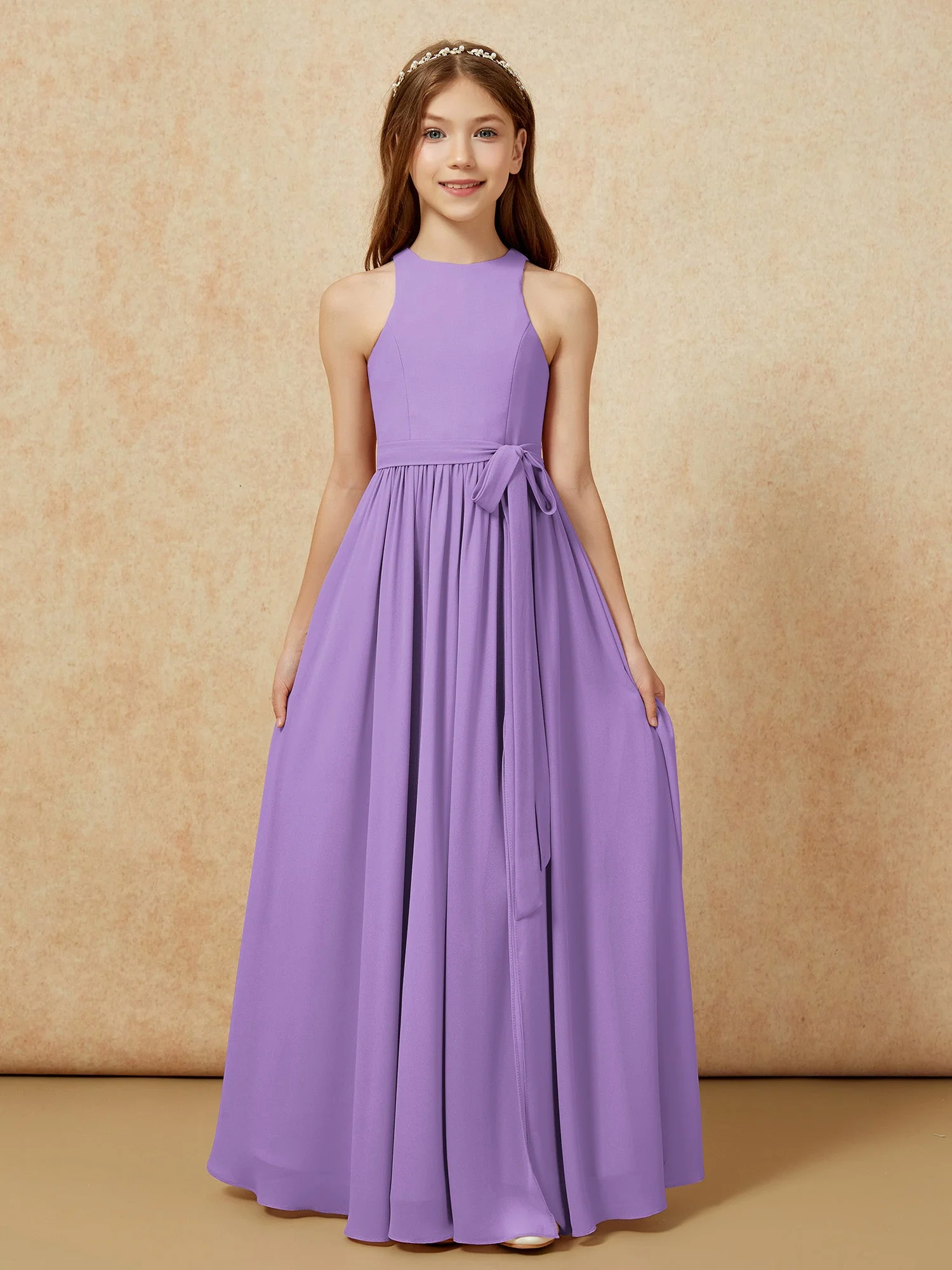 Einfach Ärmellos Chiffon Junge Brautjungfernkleider Tahiti - Image 8