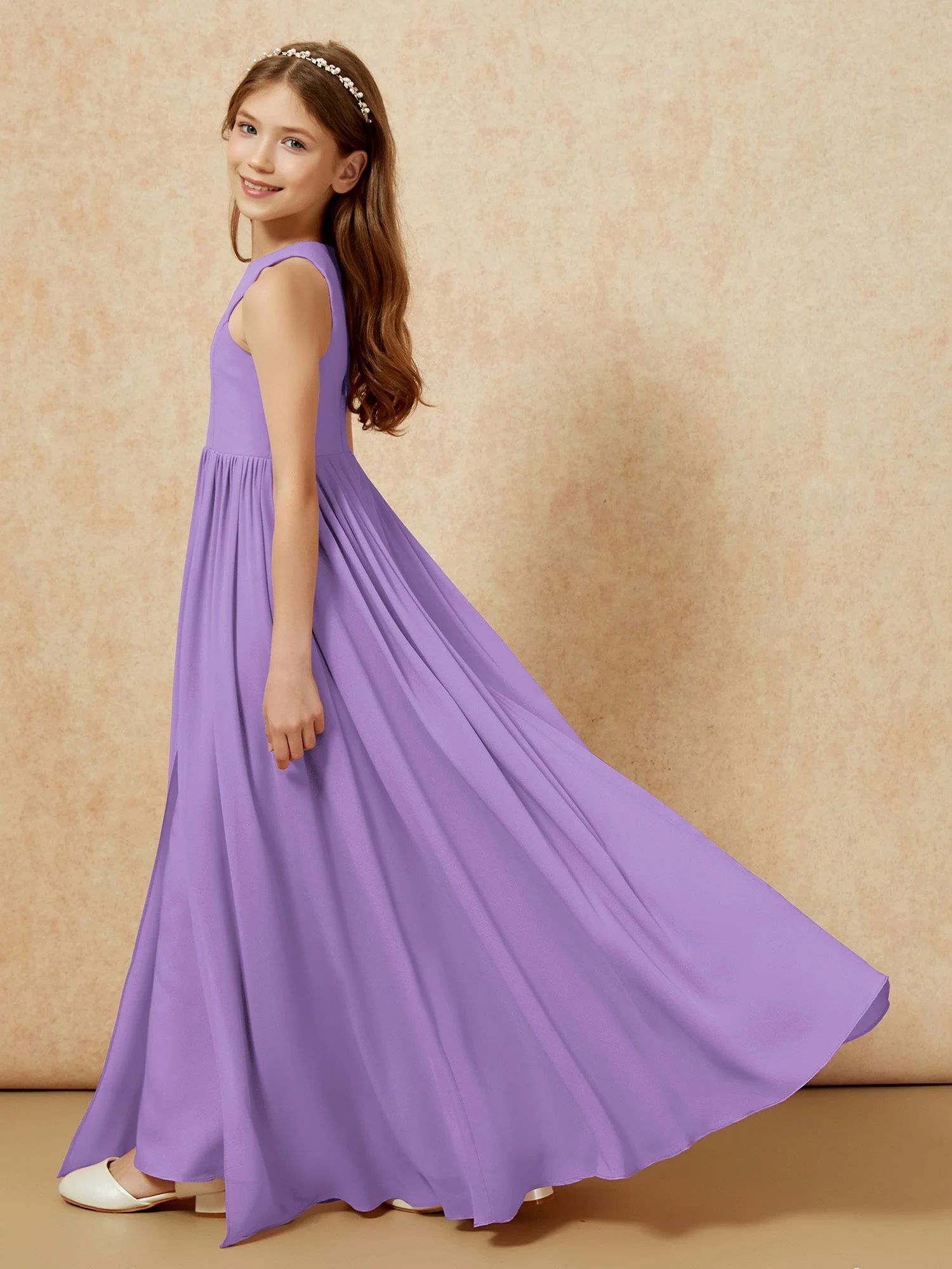 Einfach Ärmellos Chiffon Junge Brautjungfernkleider Tahiti - Image 9