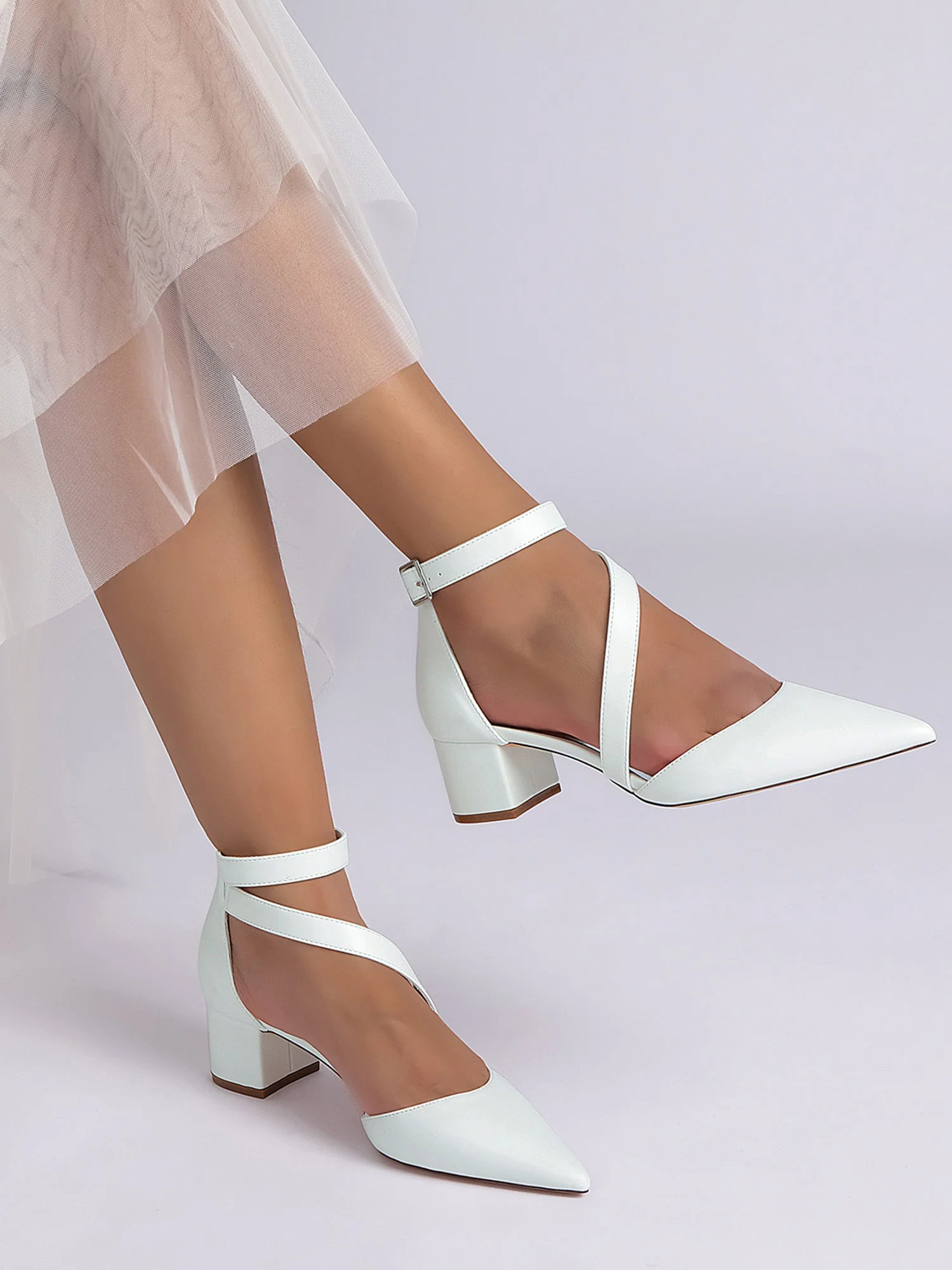 Einfache Kunstleder Spitzenschuh Hochzeitsschuhe