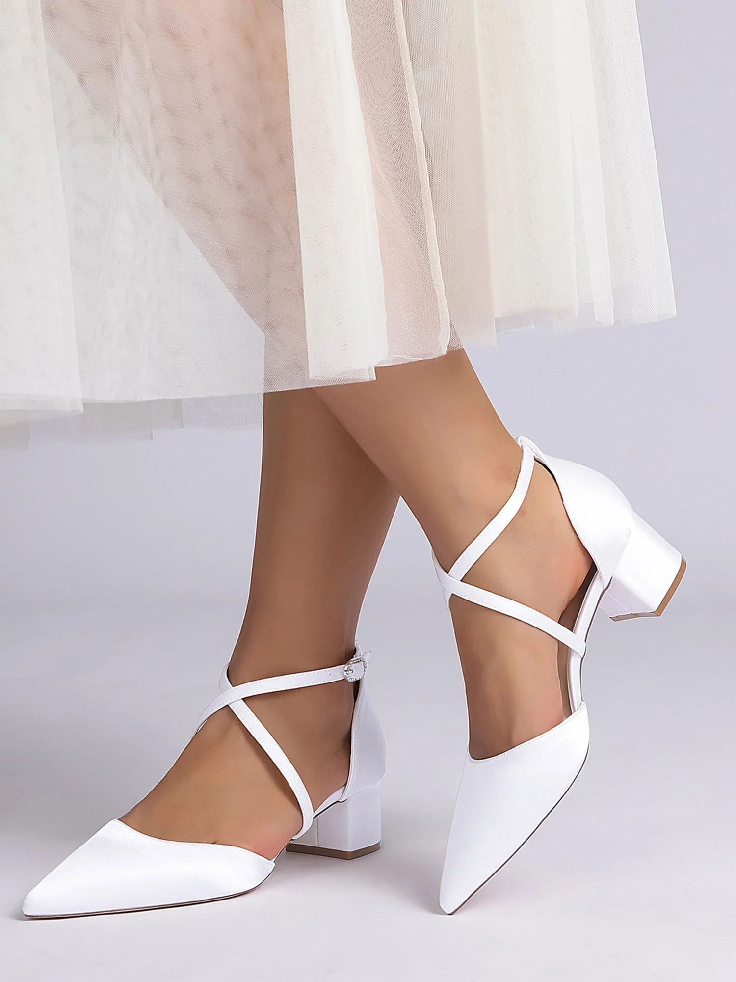 Einfache Satin Blockabsatz Damenschuhe