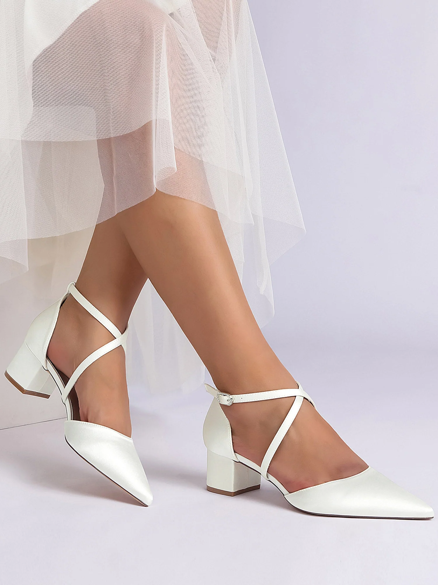 Einfache Satin Blockabsatz Damenschuhe - Image 10