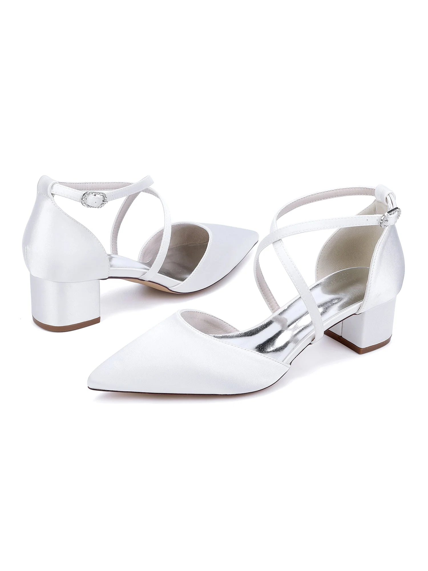 Einfache Satin Blockabsatz Damenschuhe - Image 6