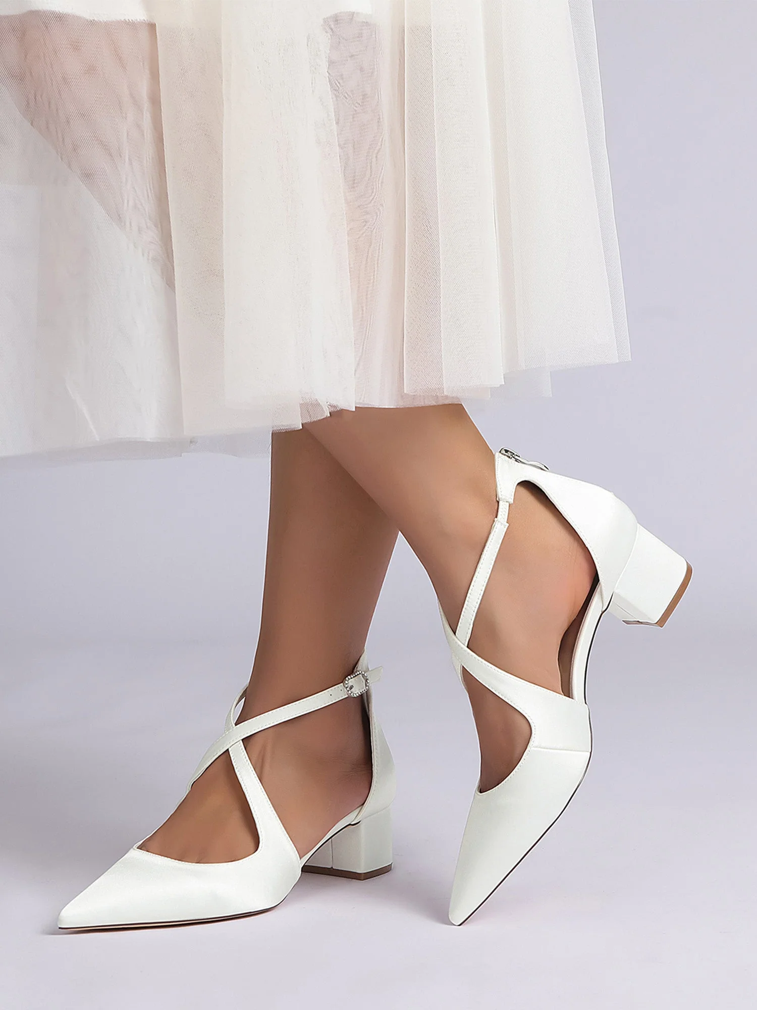 Einfache Satin Spitzenschuh Kitten Heel Schuhe - Image 7