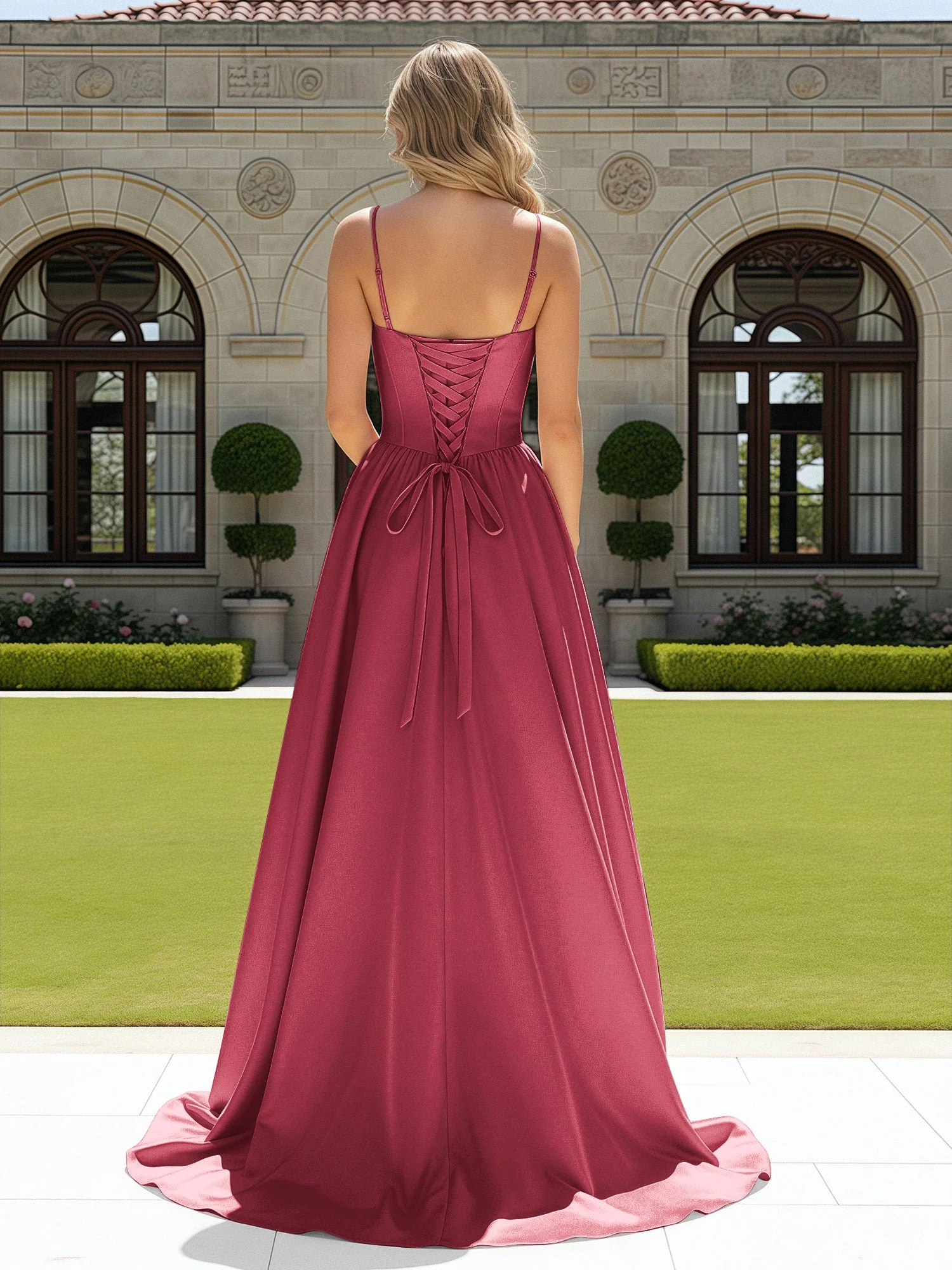 Perlen Herzform Korsett Schleppe Kleid Cinnamon Rose - Image 2