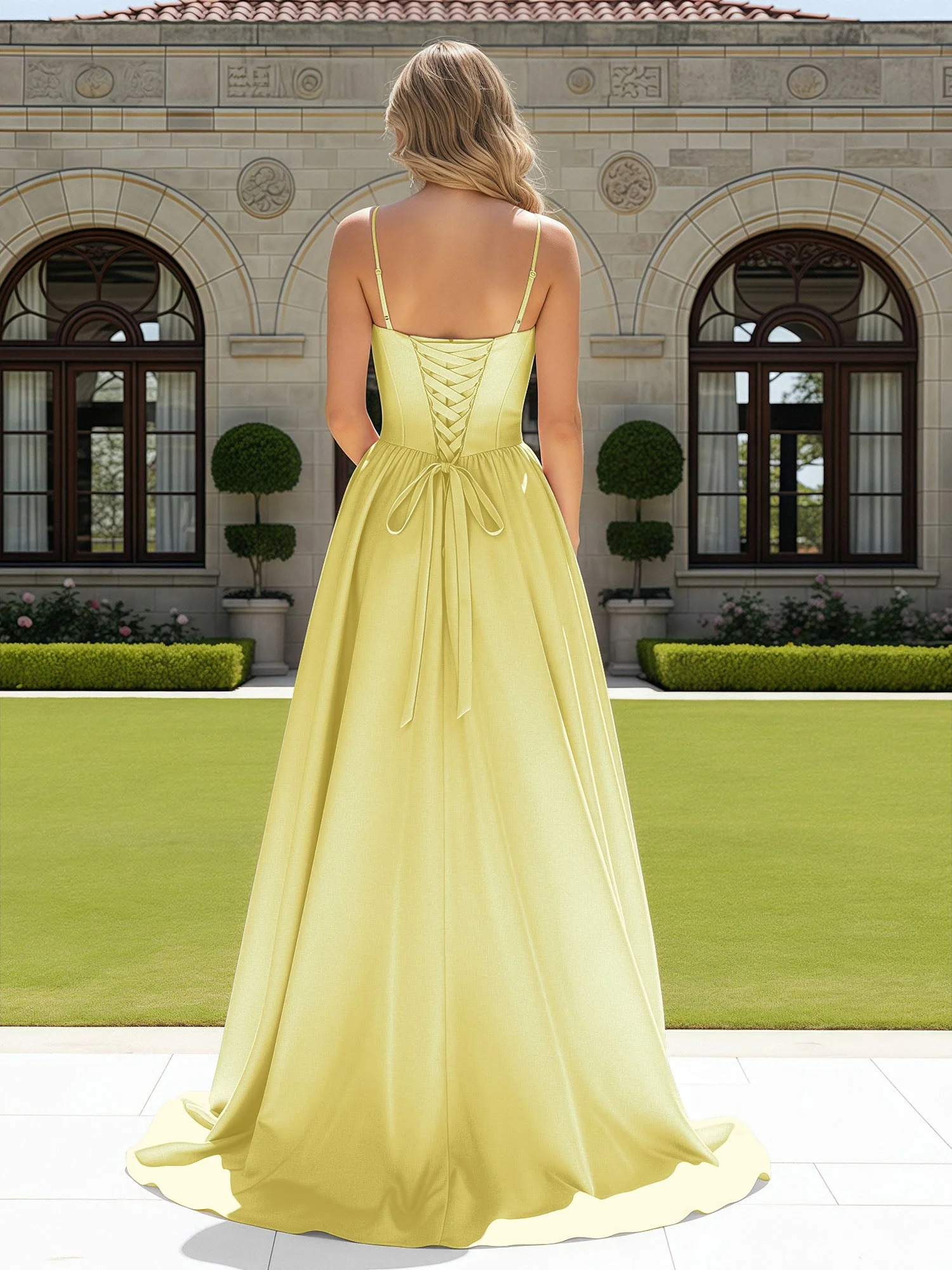 Perlen Herzform Korsett Schleppe Kleid Daffodil - Image 2