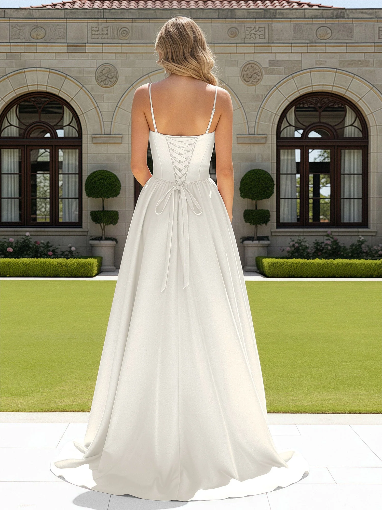Perlen Herzform Korsett Schleppe Kleid Ivory - Image 2