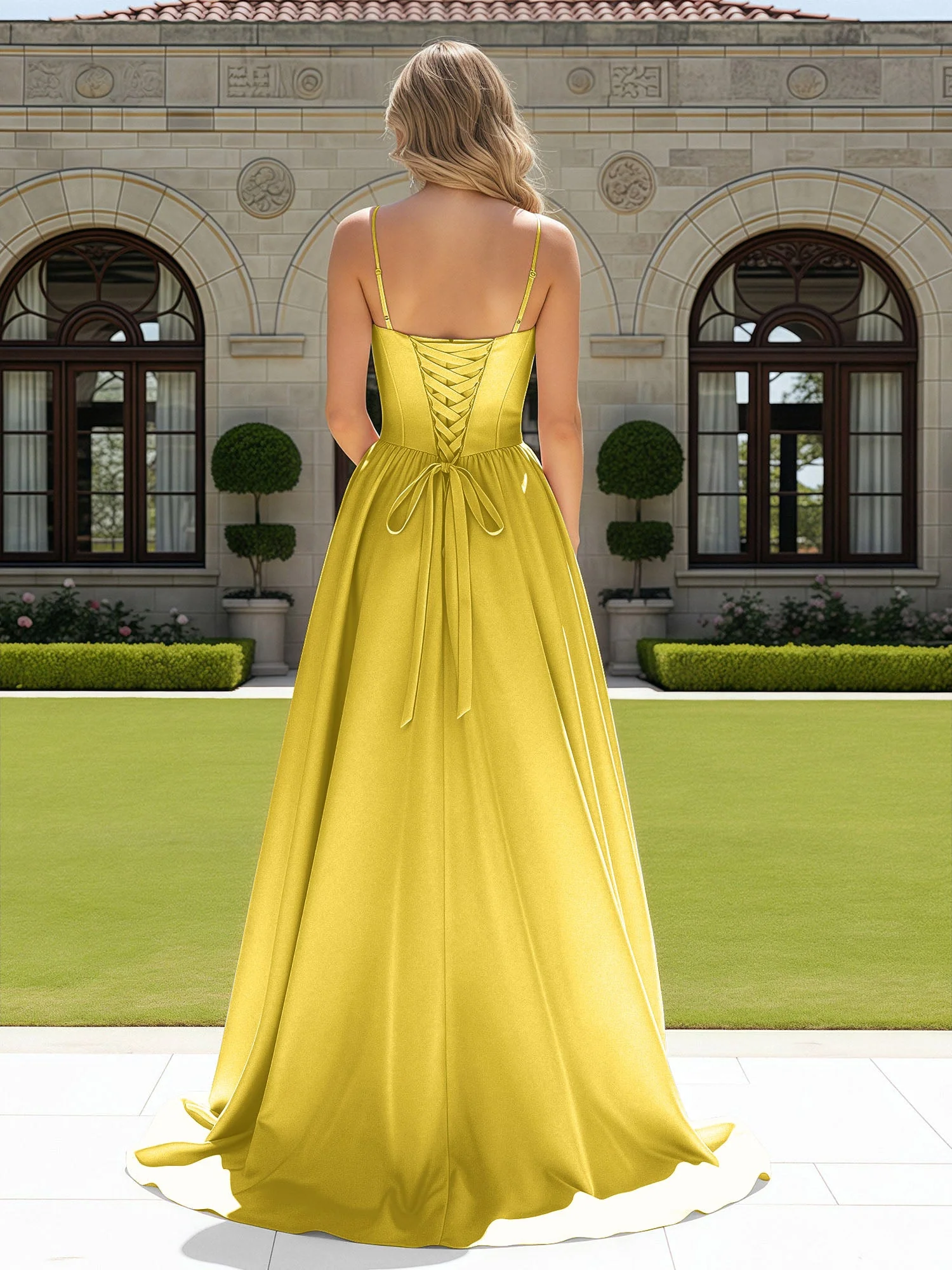 Perlen Herzform Korsett Schleppe Kleid Marigold - Image 2