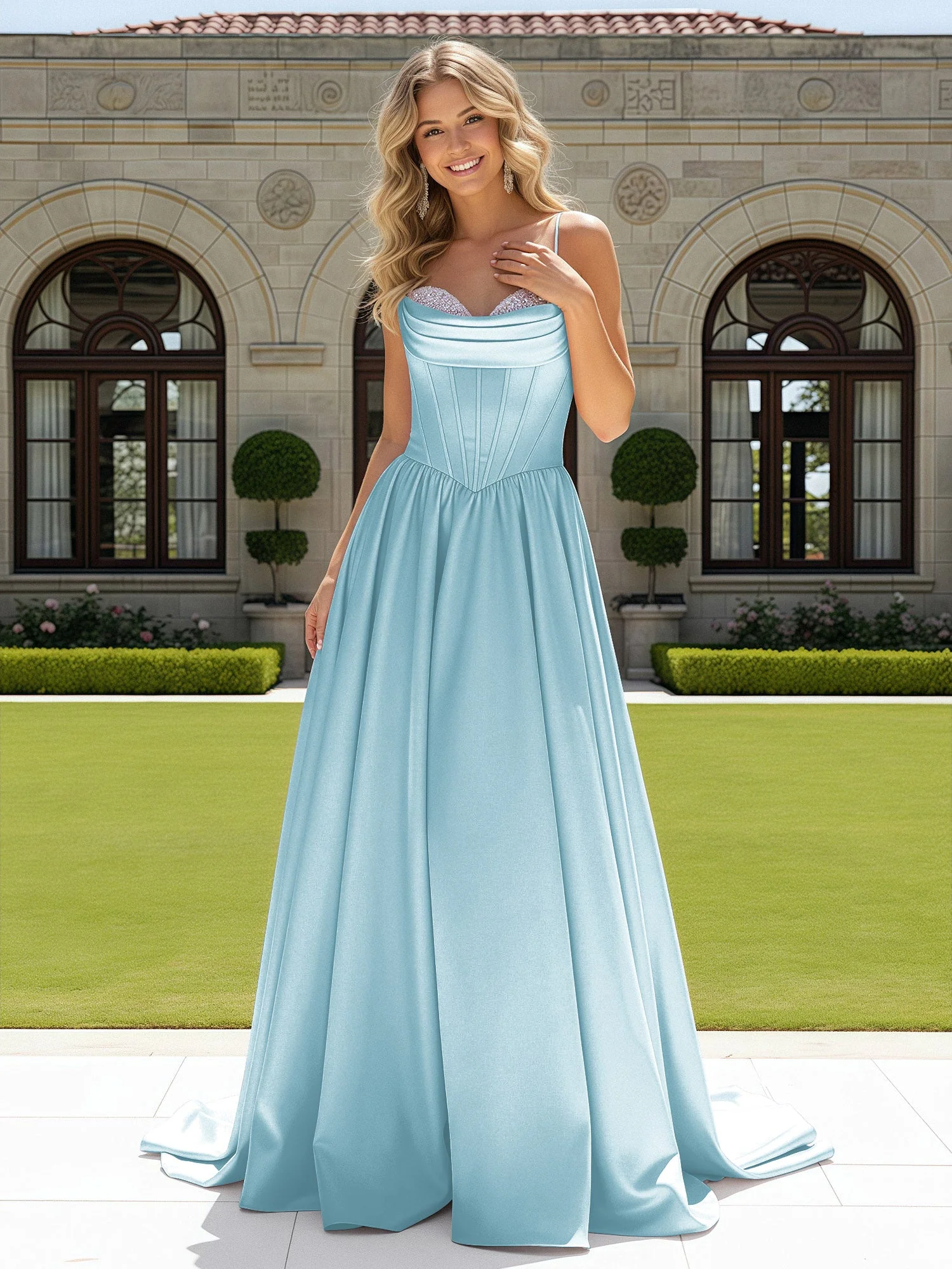 Perlen Herzform Korsett Schleppe Kleid Mist