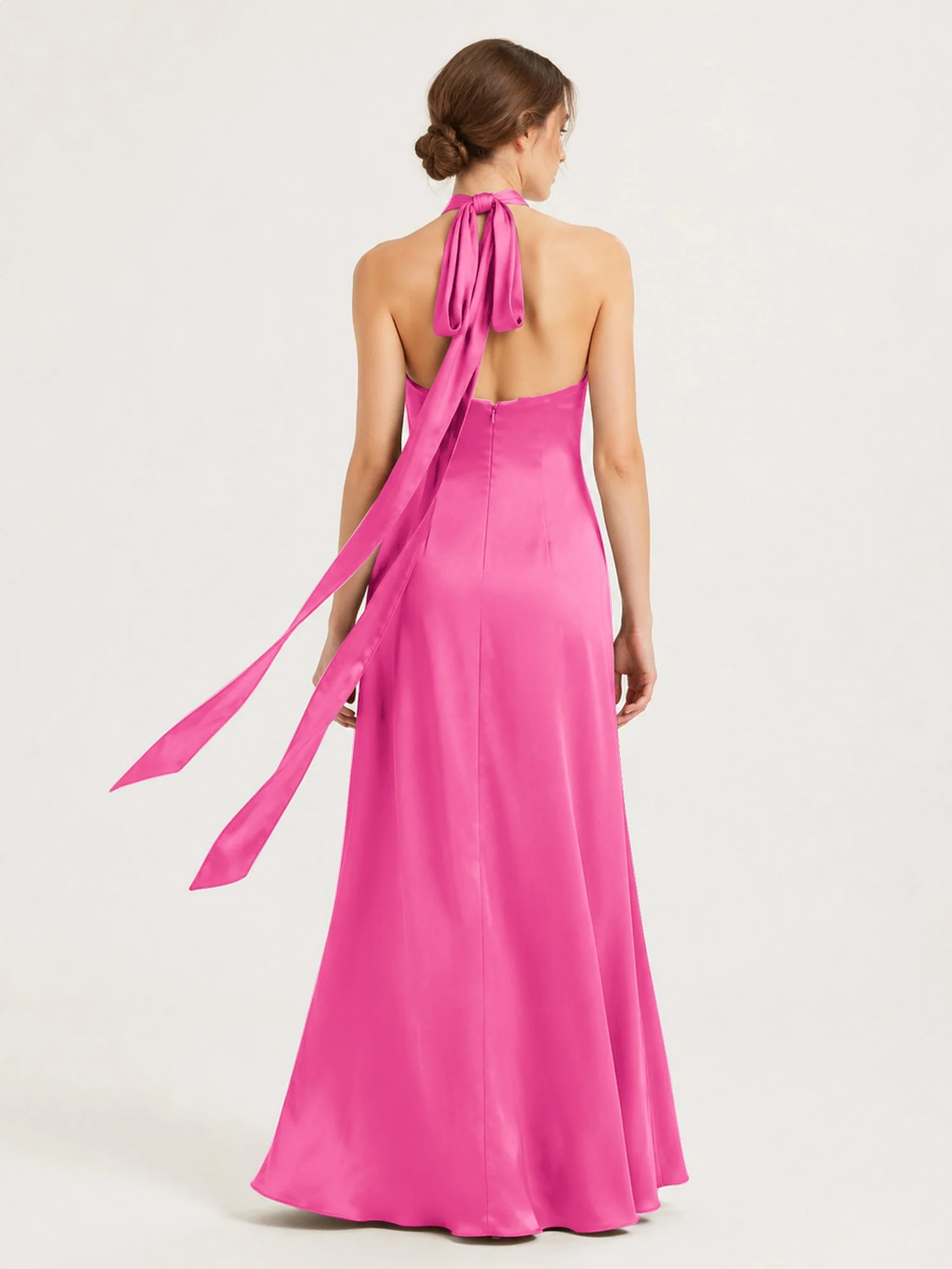 Satin Abendkleid mit Twist Neckholder und Keyhole Detail Azalee - Image 2