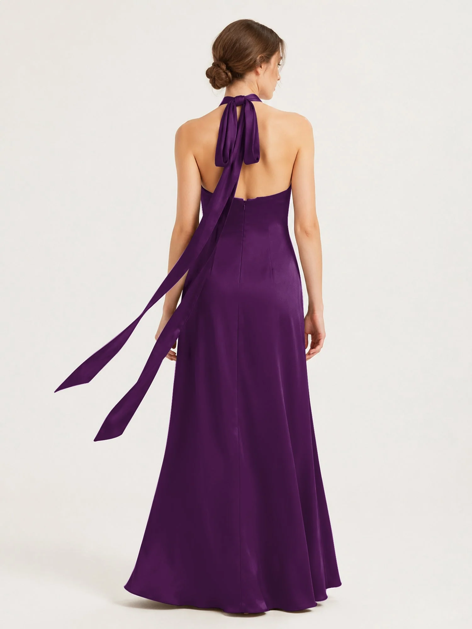 Satin Abendkleid mit Twist Neckholder und Keyhole Detail Traube - Image 2