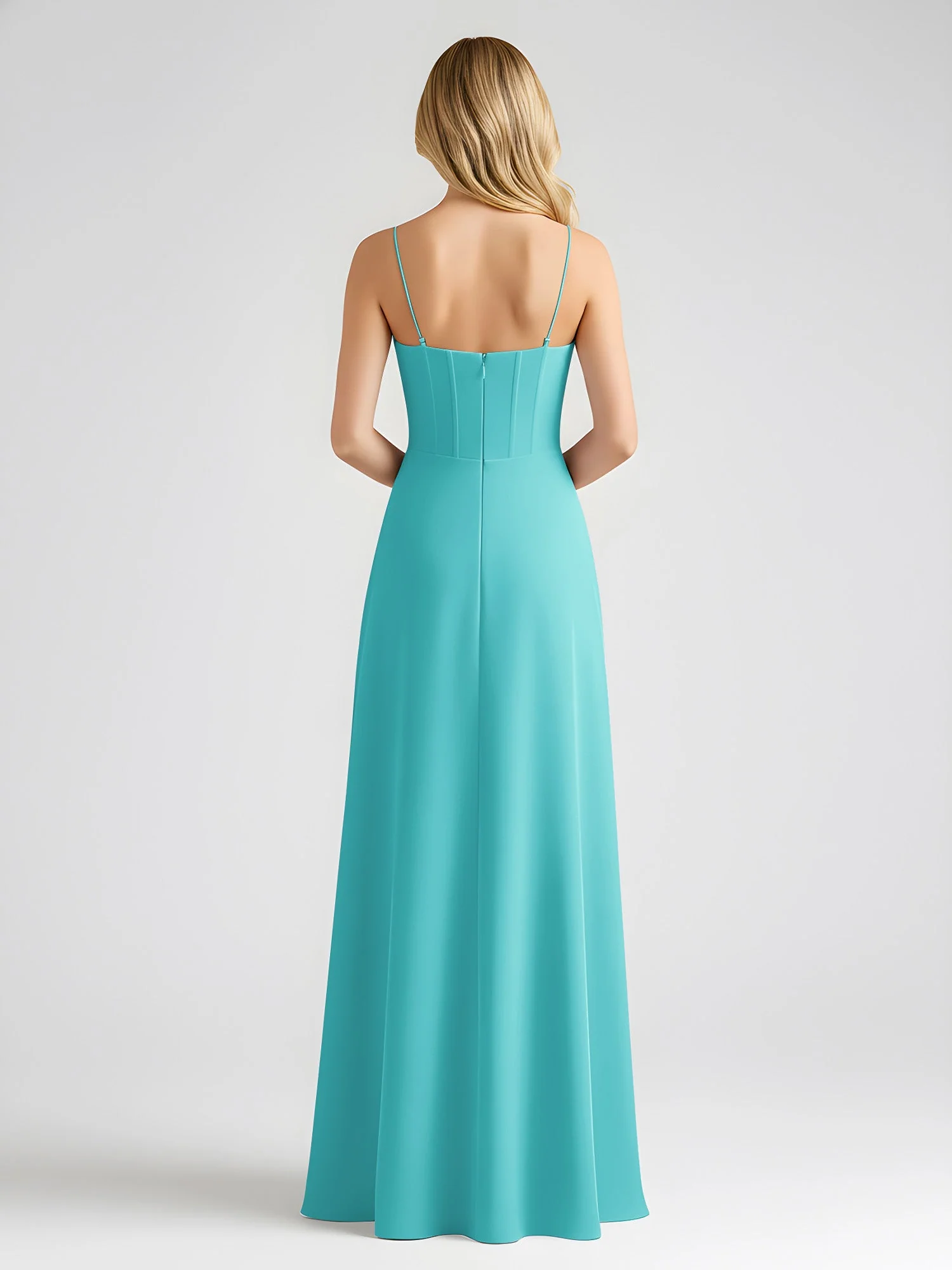 Spaghettiträger A-Linie Maxi Kleid mit Schleife Detail Jade - Image 2