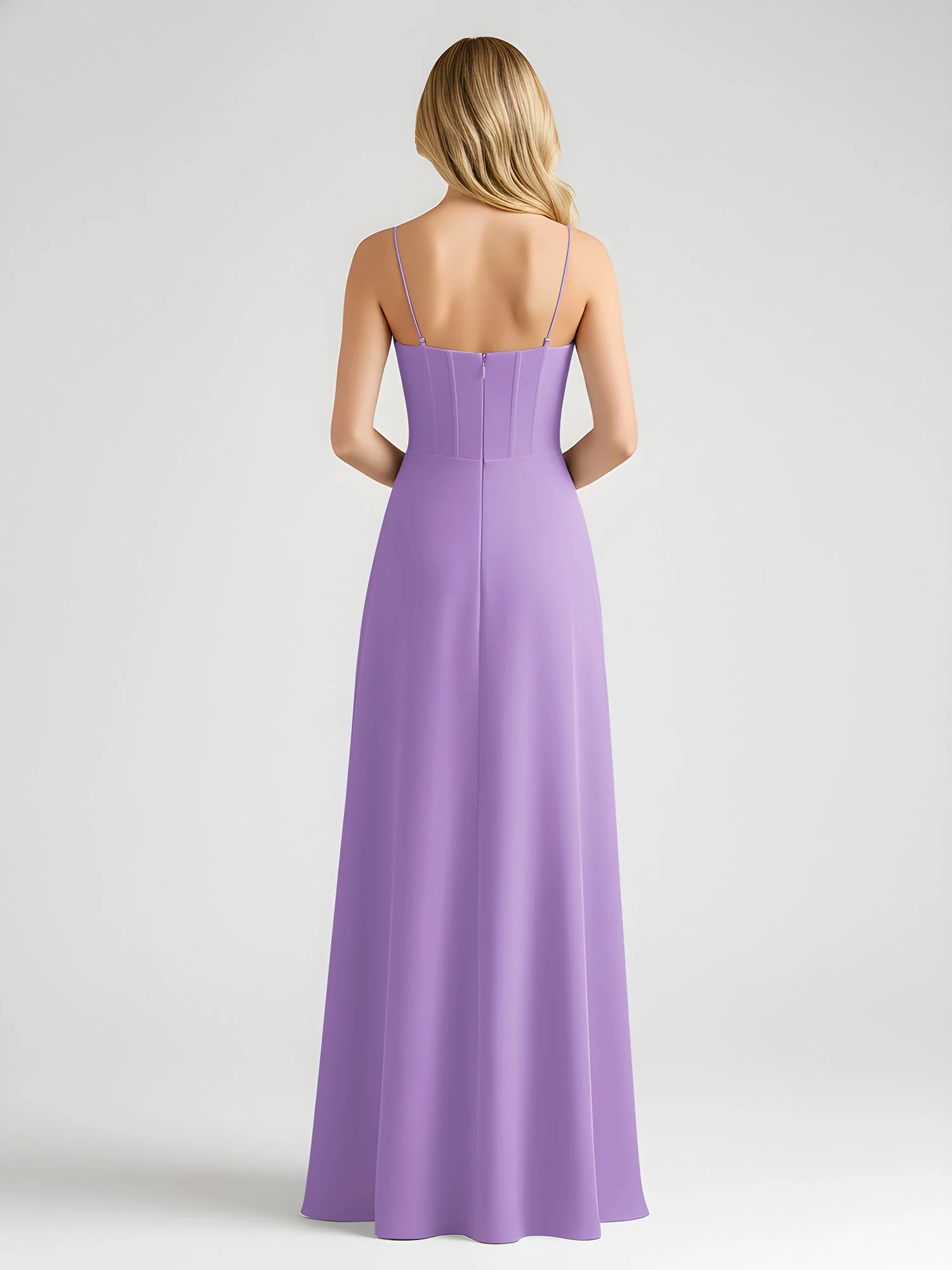 Spaghettiträger A-Linie Maxi Kleid mit Schleife Detail Tahiti - Image 2