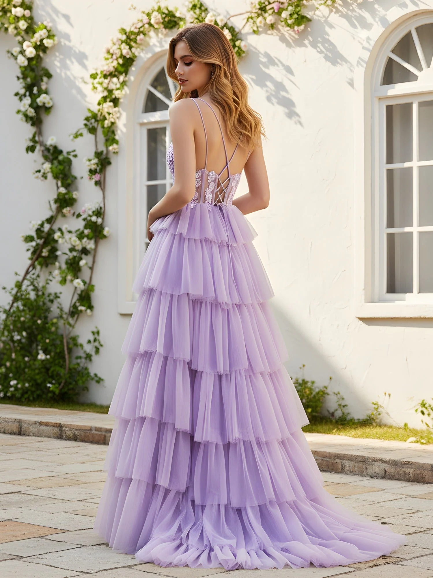 Herzform Korsett A-Linie Stufen Tüll Kleid Smaragd - Image 2