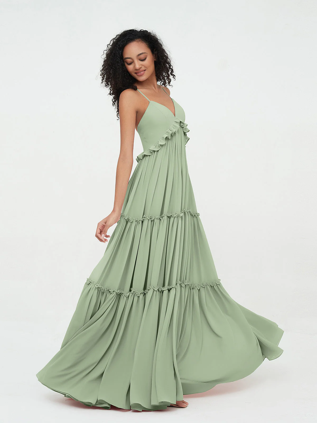 Empire Chiffon Stufenrock Maxi Boho Kleider Sale - Image 10