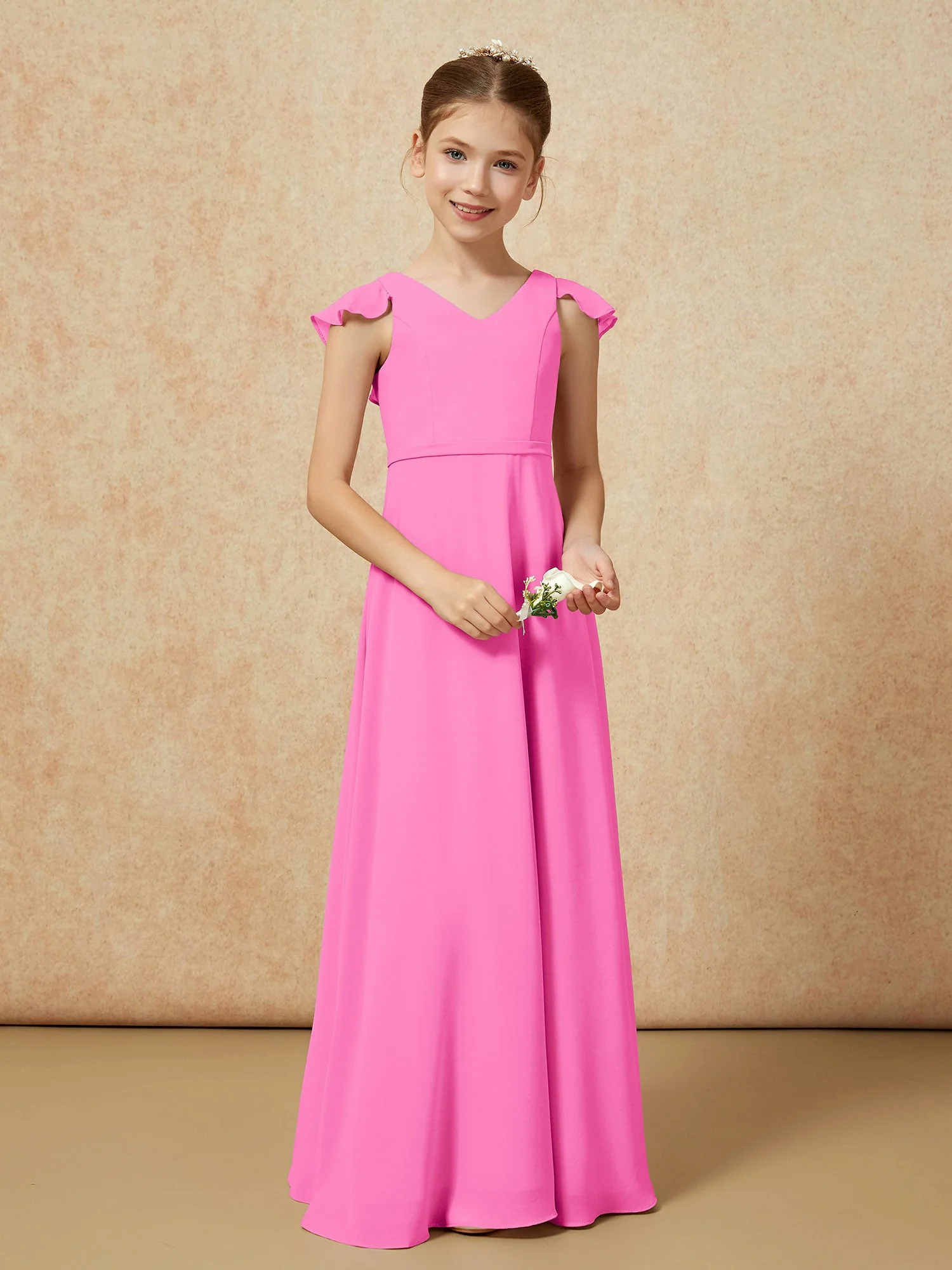 Flatterärmel Chiffon A-Linie Junge Brautjungfernkleider Azalee - Image 5