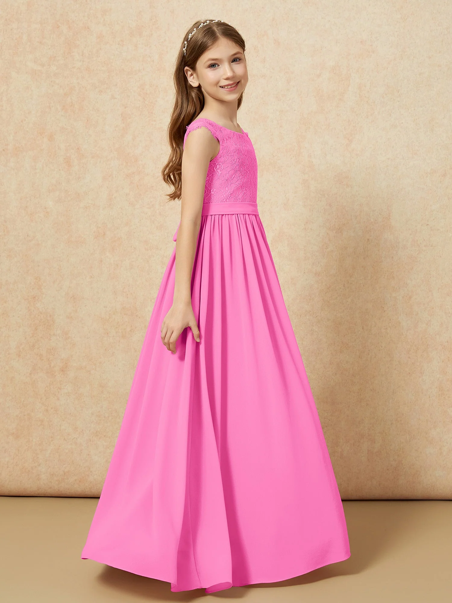 Flügelärmel Spitze Chiffon Junge Brautjungfernkleider Azalee - Image 3