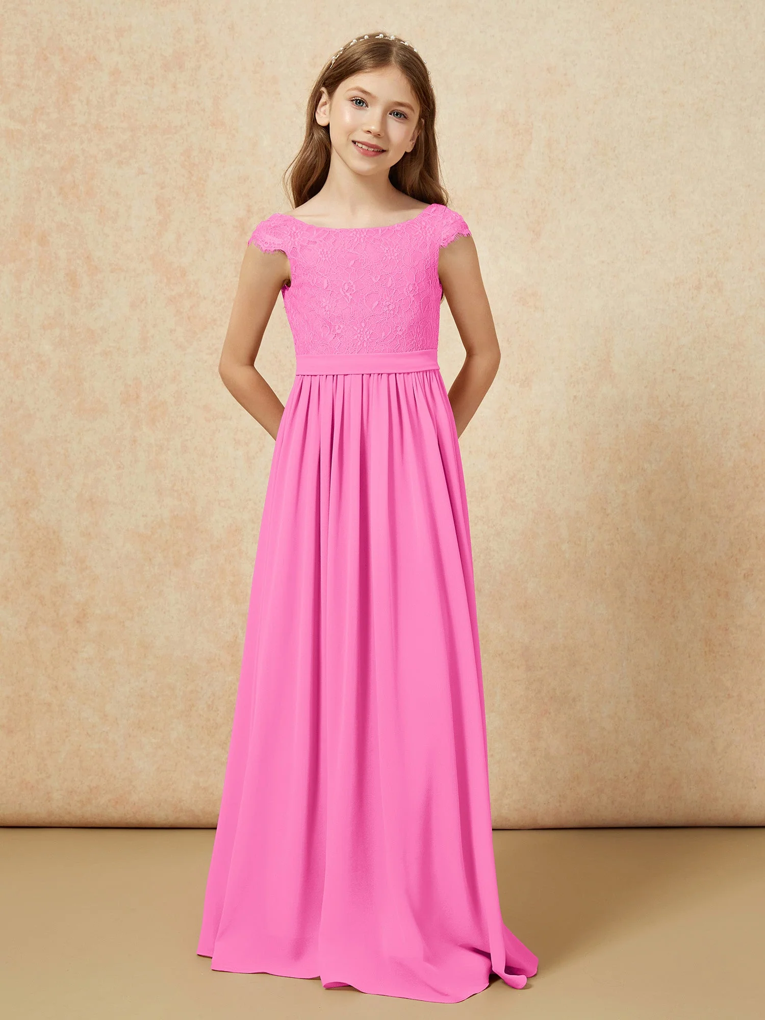 Flügelärmel Spitze Chiffon Junge Brautjungfernkleider Azalee - Image 4