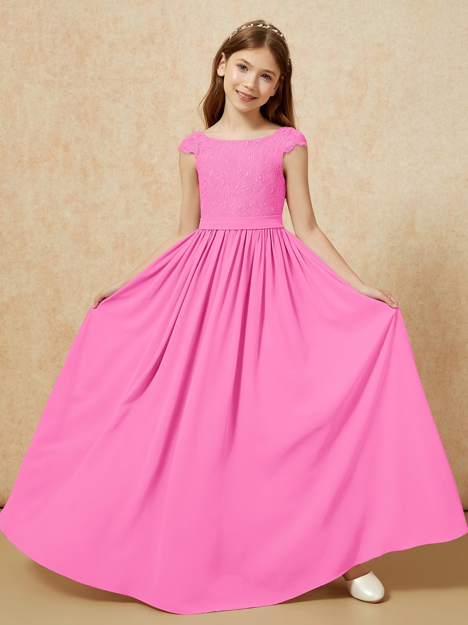 Flügelärmel Spitze Chiffon Junge Brautjungfernkleider Azalee - Image 5