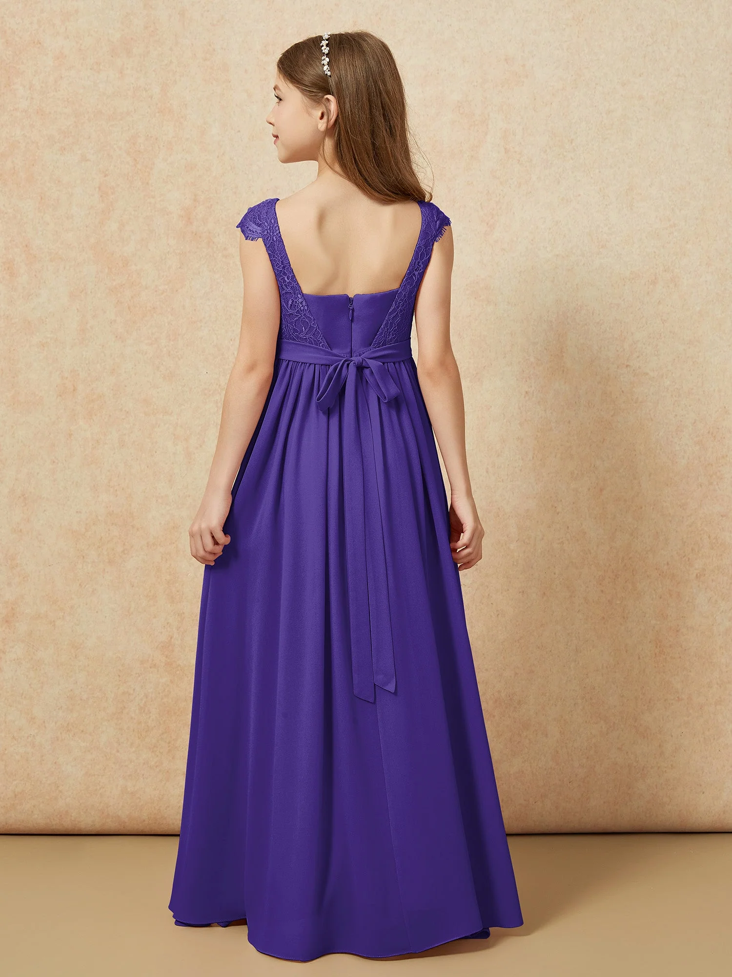 Flügelärmel Spitze Chiffon Junge Brautjungfernkleider Regentschaft - Image 2