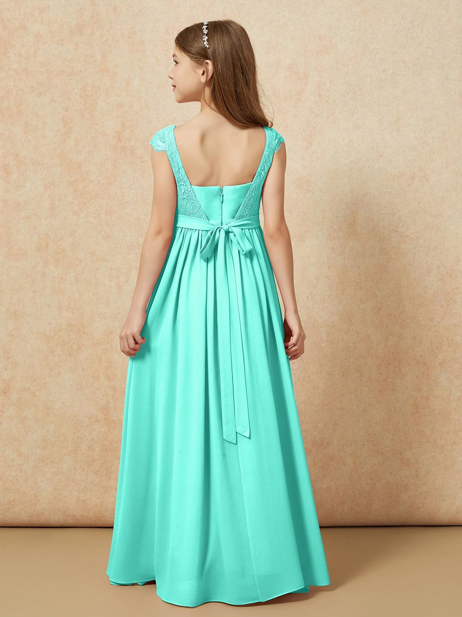 Flügelärmel Spitze Chiffon Junge Brautjungfernkleider Spa - Image 2