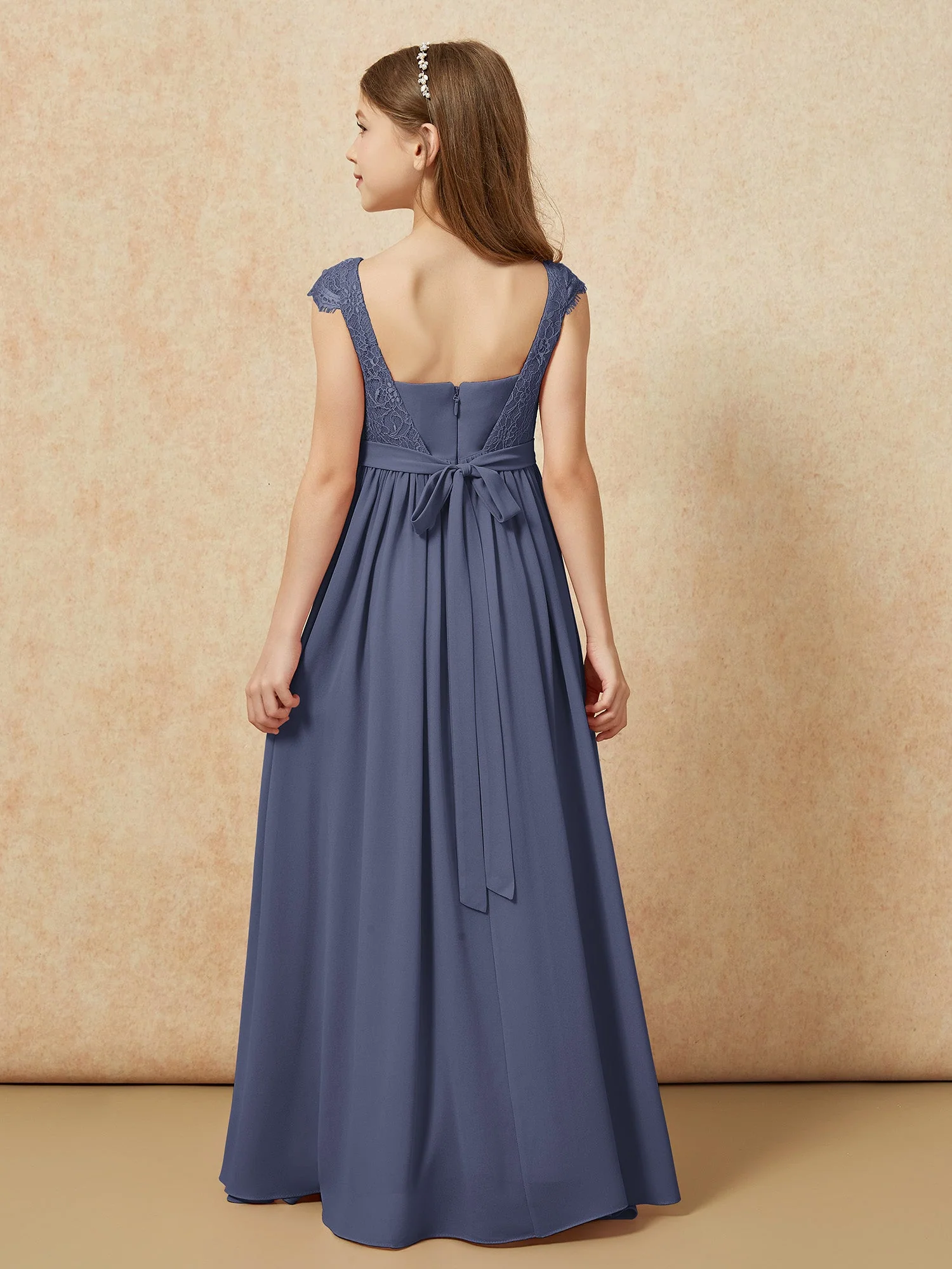 Flügelärmel Spitze Chiffon Junge Brautjungfernkleider Sturm - Image 2