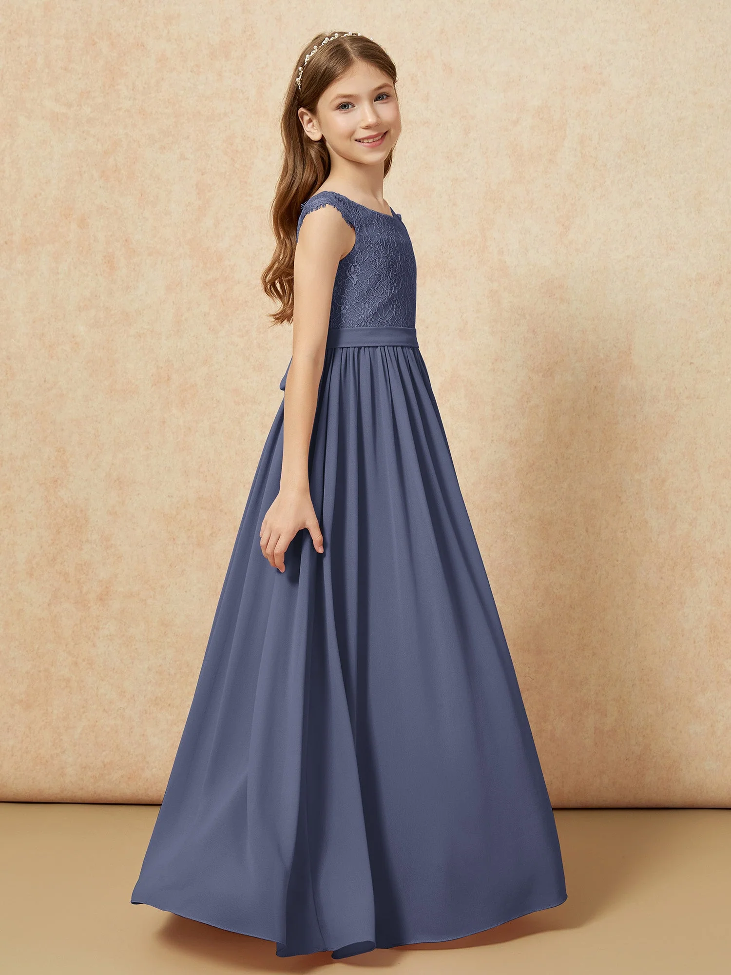 Flügelärmel Spitze Chiffon Junge Brautjungfernkleider Sturm - Image 3